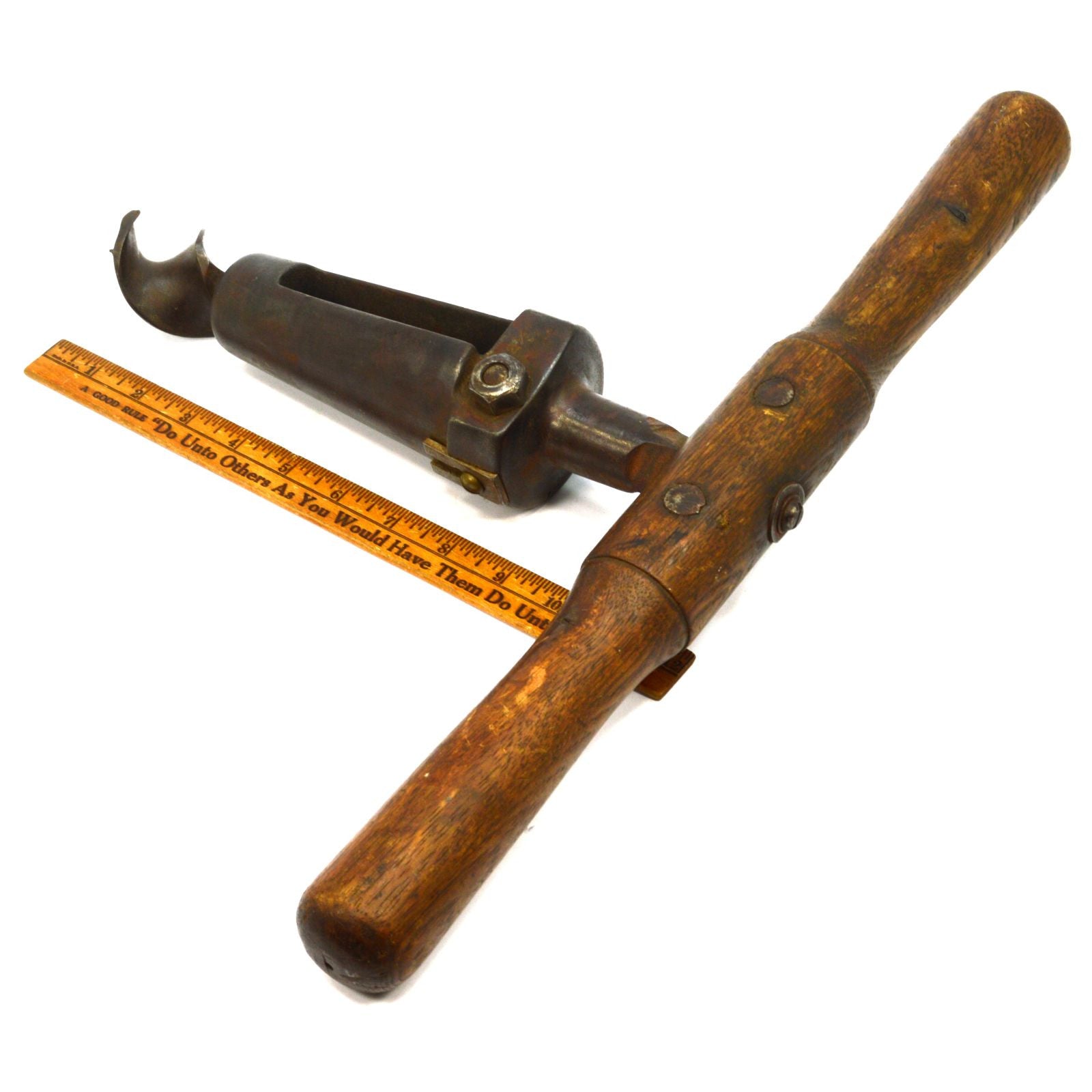 Vintage Bung Hole Drill with T-Handle - Antique Wine & Whiskey Barrel Auger Tool - Perfect for Home Brewing, Barrel Repair & Primitive Woodworking Projects