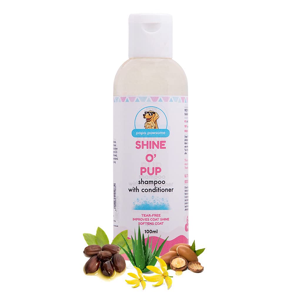 PAPA PAWSOME Tear Free Dog Shampoo with Conditioner - Gentle Puppy Shampoo for Shiny Coat & Soft Fur | SLS, Paraben & Soap Free | Mild & Calming Pet Body Wash | Perfect for Bath Time & Grooming - 3.38 Fl Oz