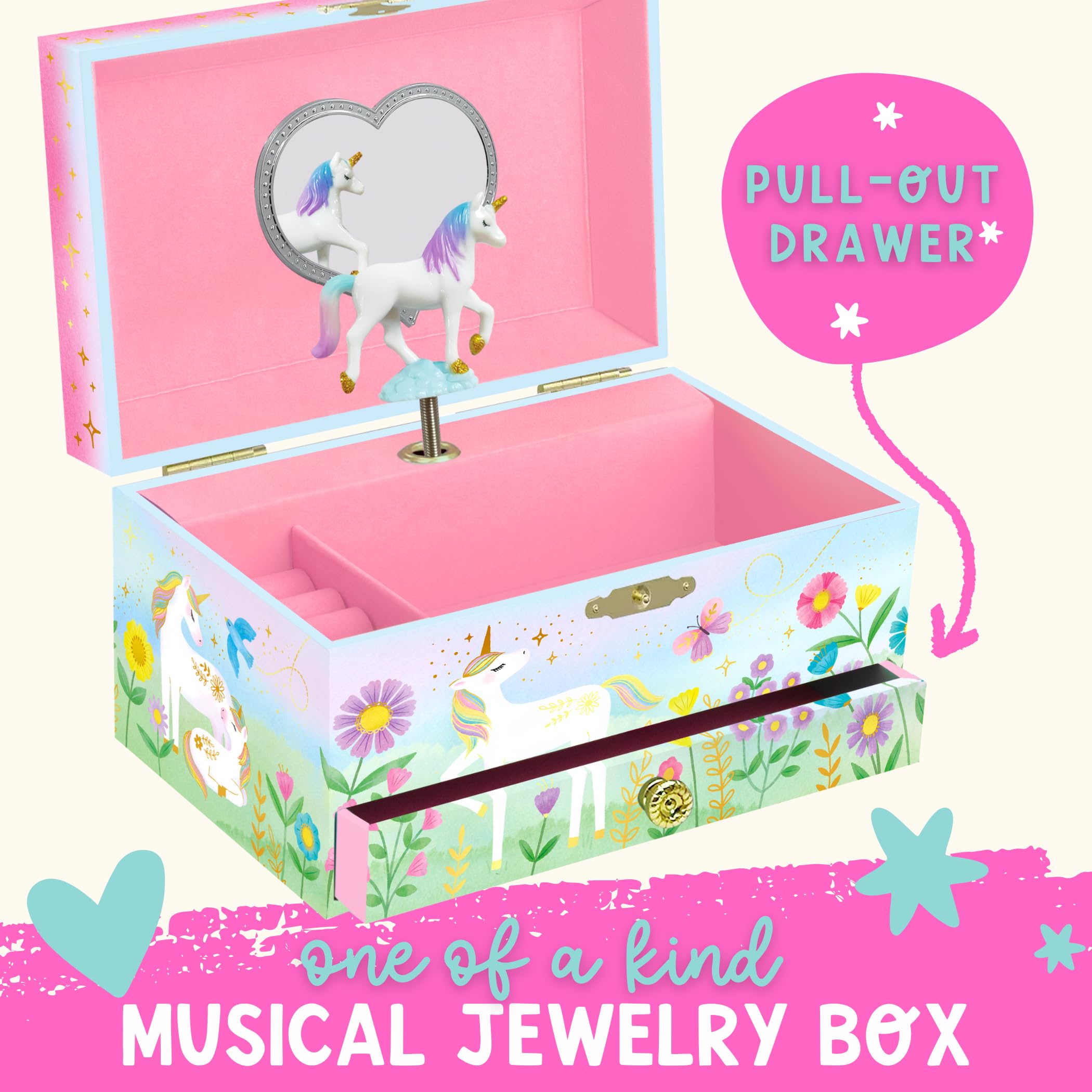 Musical Unicorn Jewelry Box for Girls with Mirror - Best Gift for 4-6 Year Old Girls | Perfect for Birthday, Christmas & Room Decor