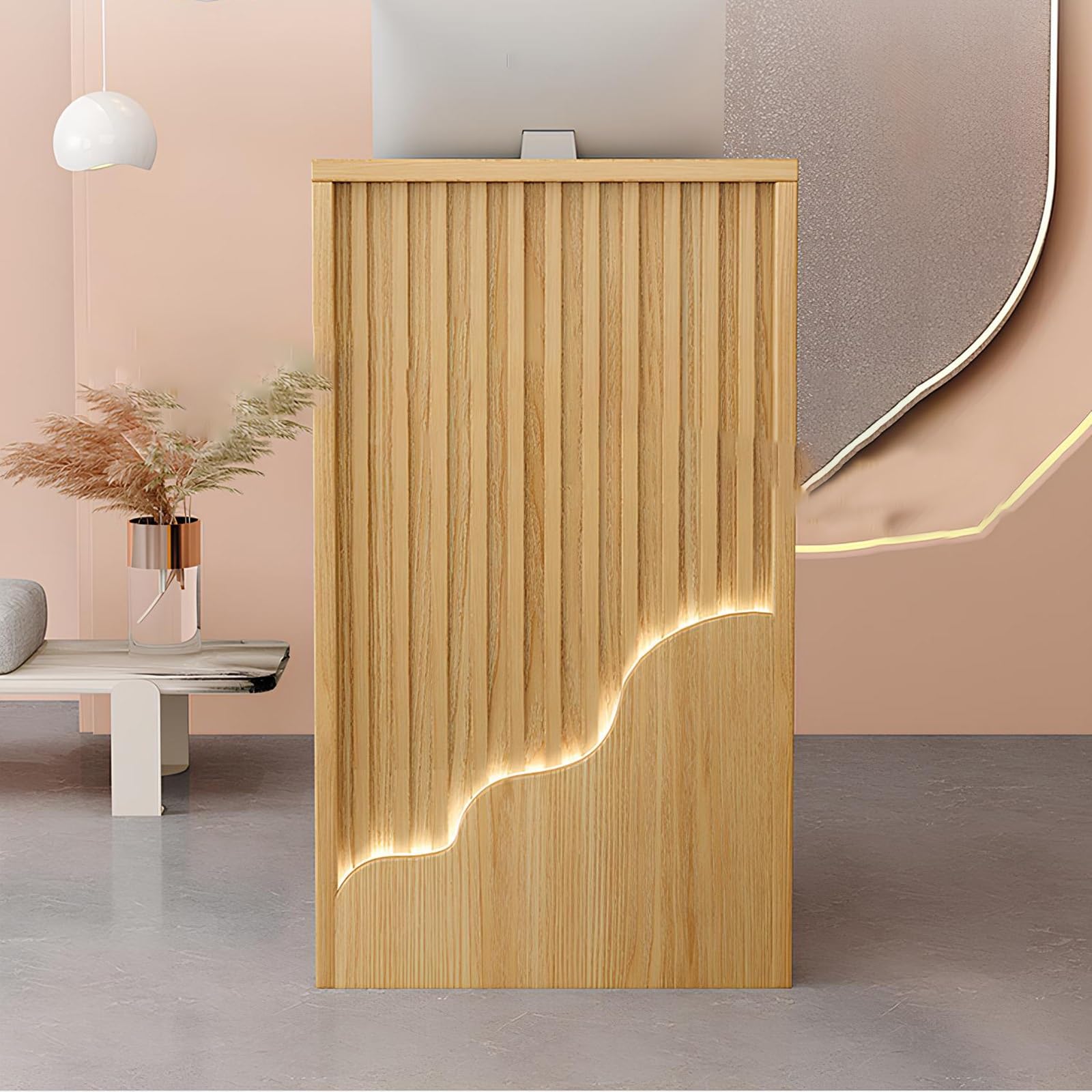 Small Wooden Reception Desk with LED Lights & Lockable Drawer - Modern Front Counter for Offices, Churches, Classrooms & Lecterns (Black, Compact Size) | Perfect for Professional Spaces, Worship Centers & Educational Settings