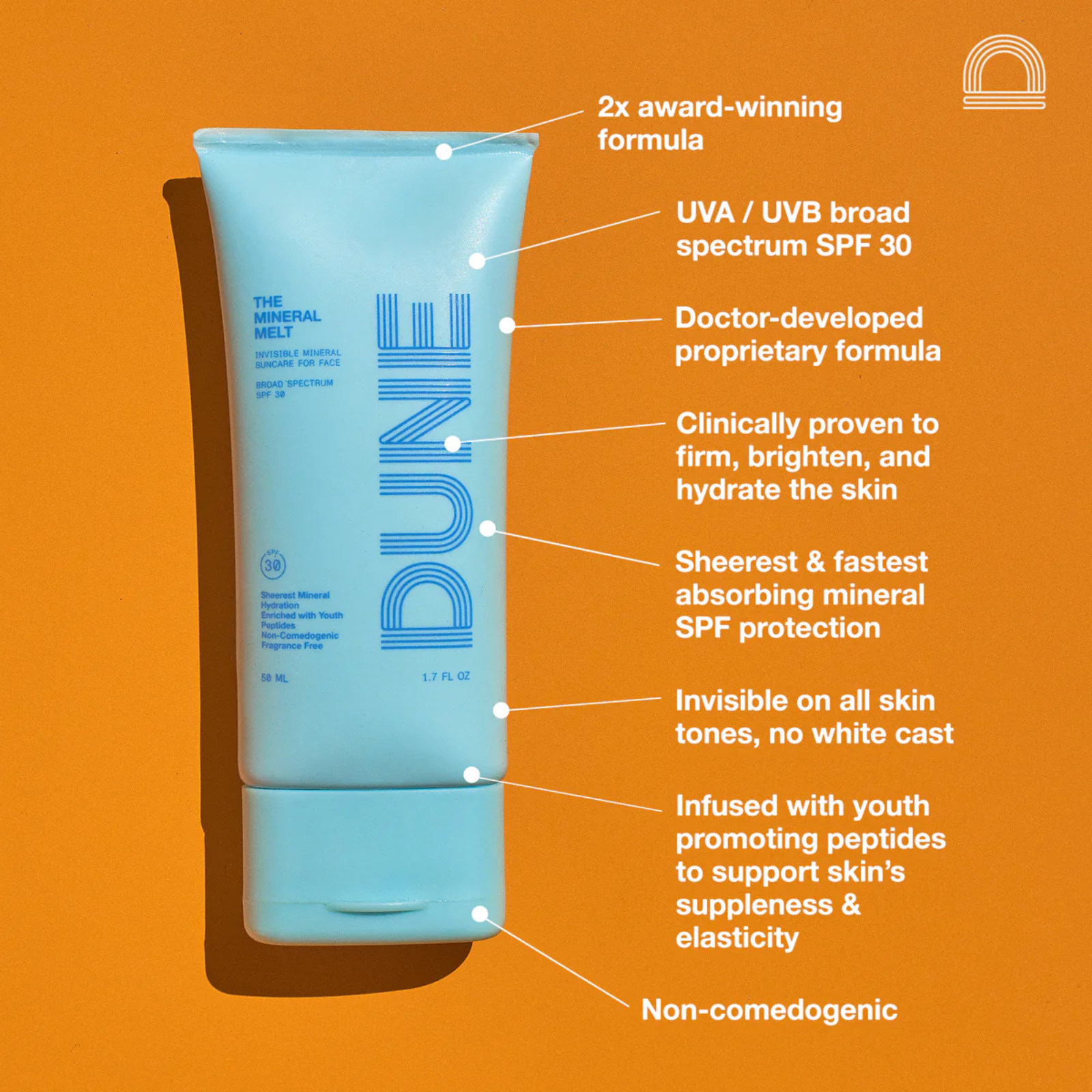 Dune Suncare The Mineral Melt SPF 30 Sunscreen - 1.7 Fl Oz, Fragrance Free, Broad Spectrum Protection for Face & Body - Perfect for Beach, Swimming & Outdoor Activities