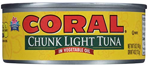 Premium Wild-Caught Coral Chunk Light Tuna in Oil - Pack of 4 (5 Oz Cans) | High Protein, Keto & Paleo Friendly | Perfect for Salads, Sandwiches & Quick Meals