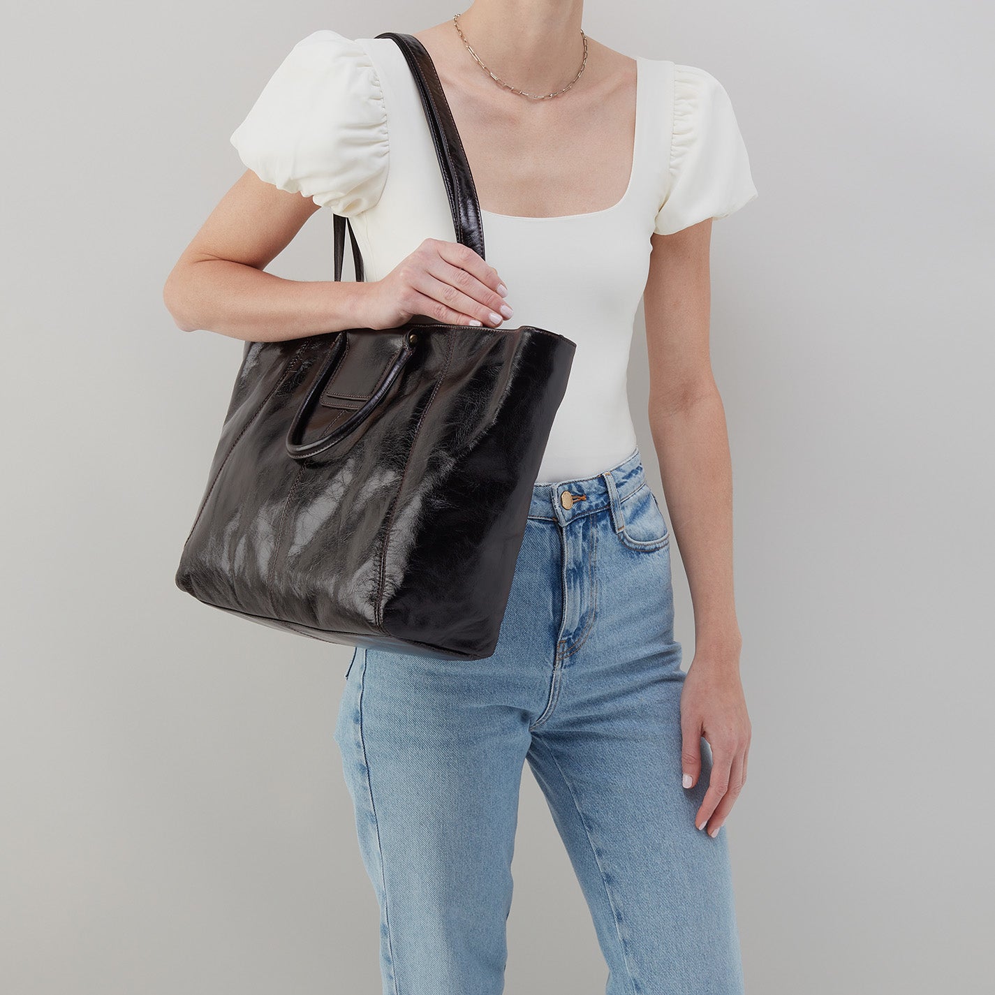 Sheila East West Leather Tote Bag - Polished Chocolate Brown Handbag for Women | Perfect for Work, Travel & Everyday Use
