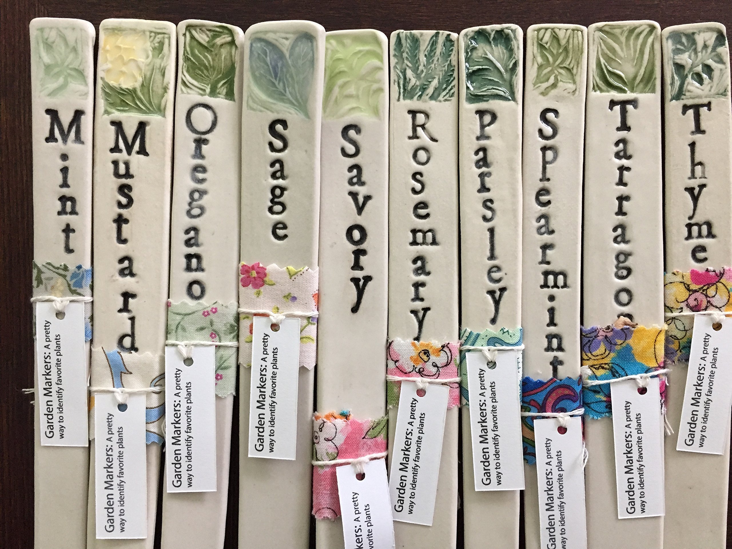 Herb Garden Markers - Set of 3 Ceramic Plant Labels for Indoor & Outdoor Gardening - Perfect for Herb Pots, Vegetable Gardens & DIY Plant Identification
