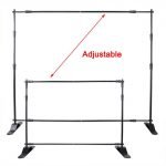 Tektrum Adjustable 8'x8' Step and Repeat Backdrop with Telescopic Pop Up Banner Stand System - Perfect for Trade Shows, Business Events & Brand Promotions