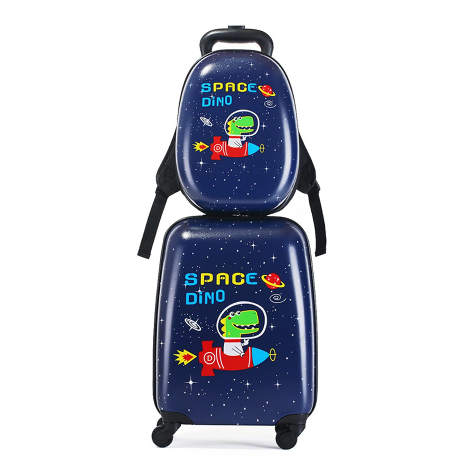 ADSFG 2-Piece Kids Carry On Luggage Set - 18 Inch Suitcase & 12 Inch Backpack for Boys & Girls - Cartoon School Travel Trolley Case - Perfect for Airplane Trips, Family Vacations and Daily School Use