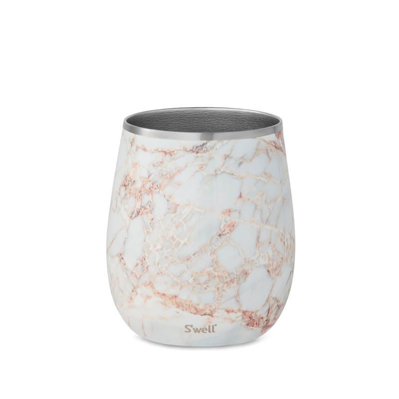 Swell 266 ml (9 oz) Wine Tumbler with Lid - Calacatta Gold Marble Design, Stainless Steel Insulated Cup for Hot & Cold Drinks - Perfect for Wine, Cocktails, Coffee, and Outdoor Picnics