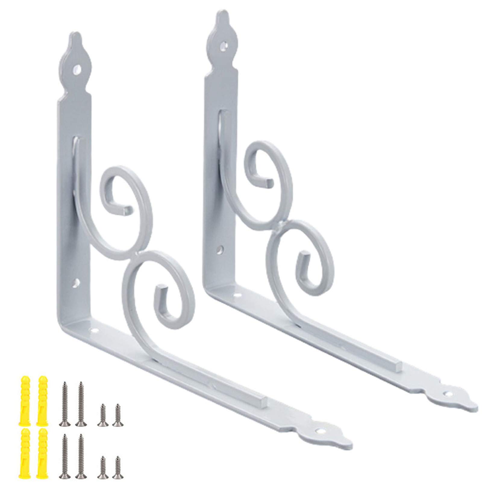 Rustic Metal Shelf Brackets 2pcs - Wall Mounted for Kitchen & Bedroom