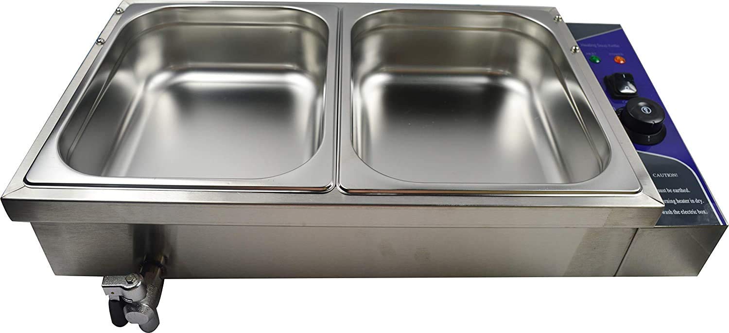 INTSUPERMAI Commercial 2-Pan Countertop Food Warmer | Bain Marie Buffet Heater for Soups, Stews & Catering | 110V Electric Steam Table for Restaurants, Cafeterias & Events