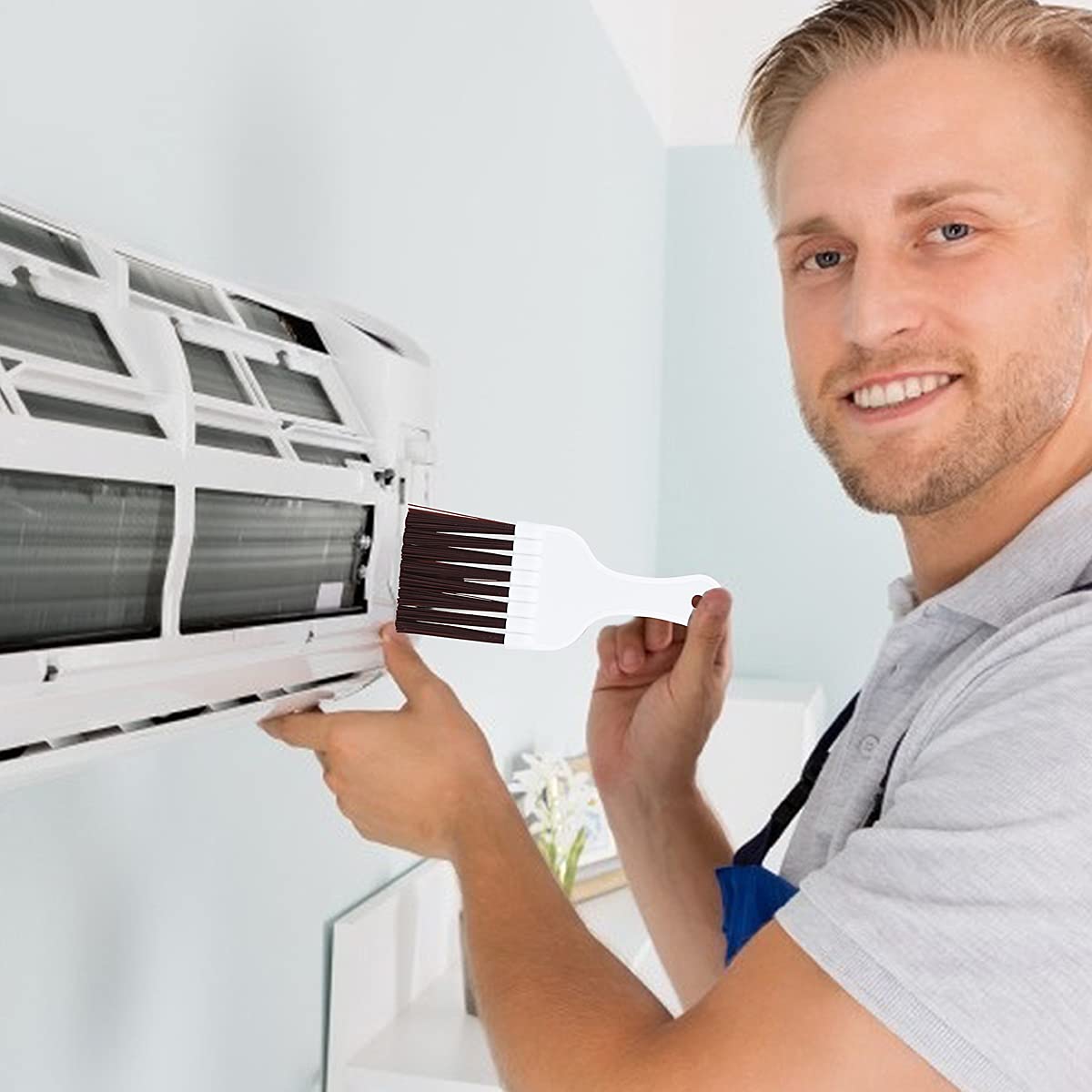 4-Piece Stainless Steel AC Condenser Fin Cleaning Brush Set - Coil Condenser Brush, AC Fin Comb & Refrigerator Fin Cleaner (3 Styles) - Perfect for HVAC Maintenance, Home & Auto Air Conditioner Cleaning