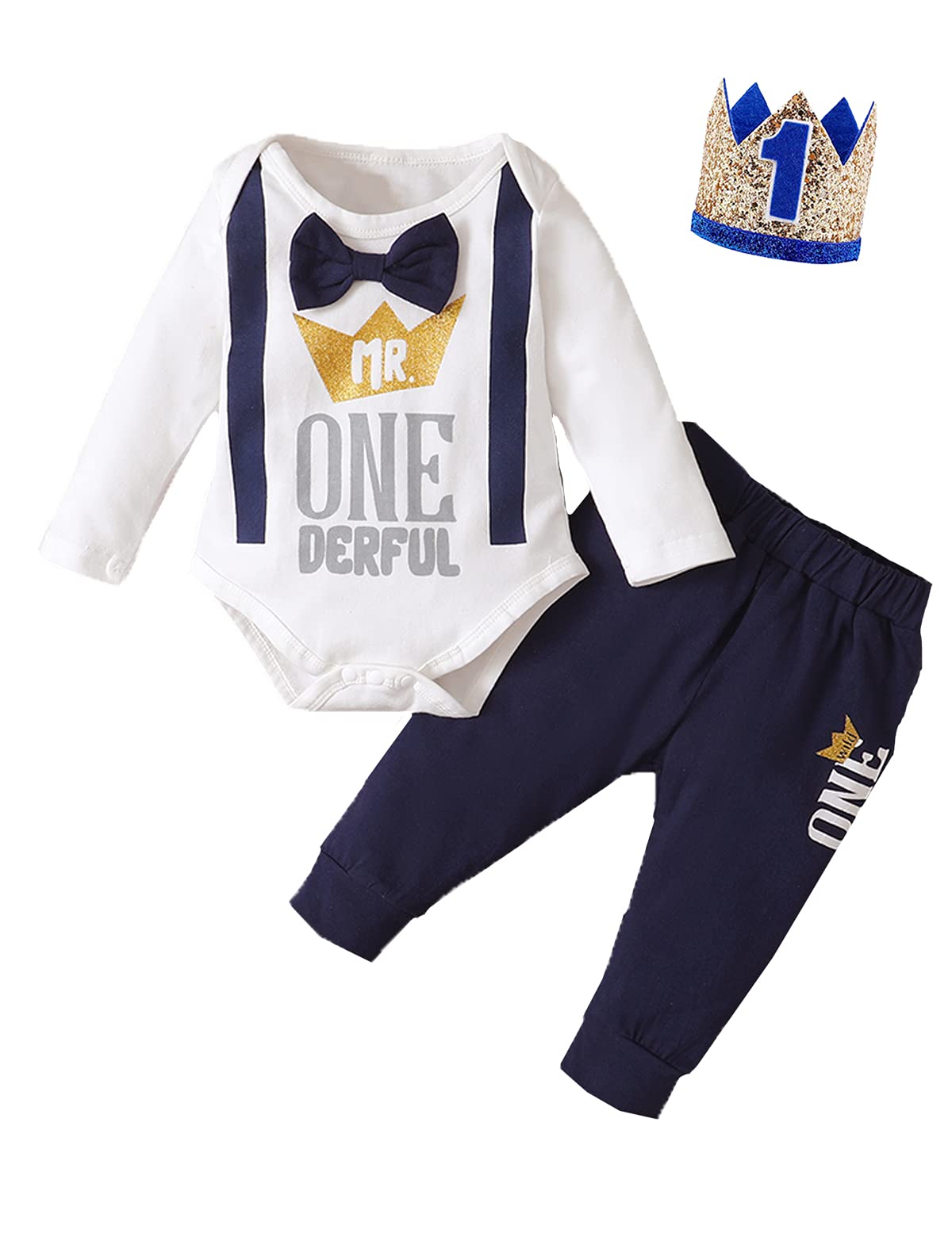 1st Birthday Outfit for Boys - Mr. One-derful Baby Boy First Birthday Clothes | Perfect for Birthday Photos, Cake Smash & Special Celebrations