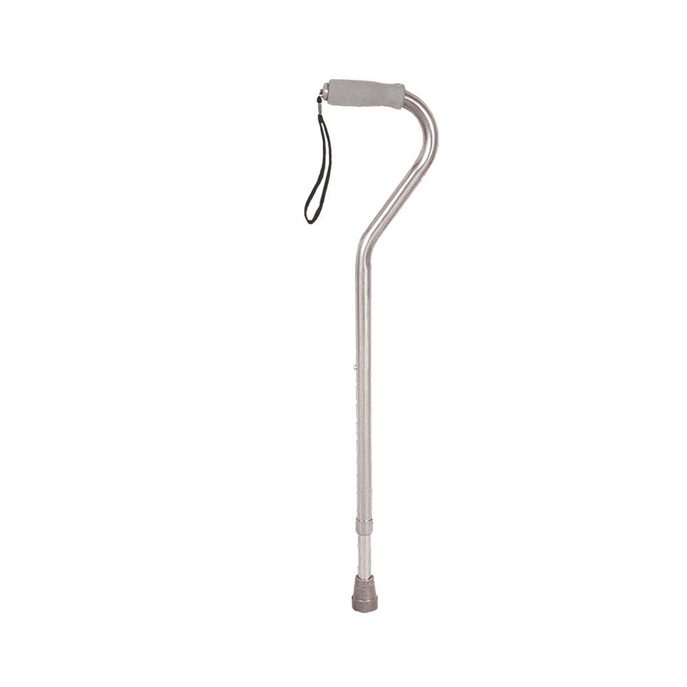 Lightweight Foam Grip Offset Handle Walking Cane - Silver Color Adjustable Mobility Aid for Seniors & Adults - Perfect for Hiking, Travel & Daily Support