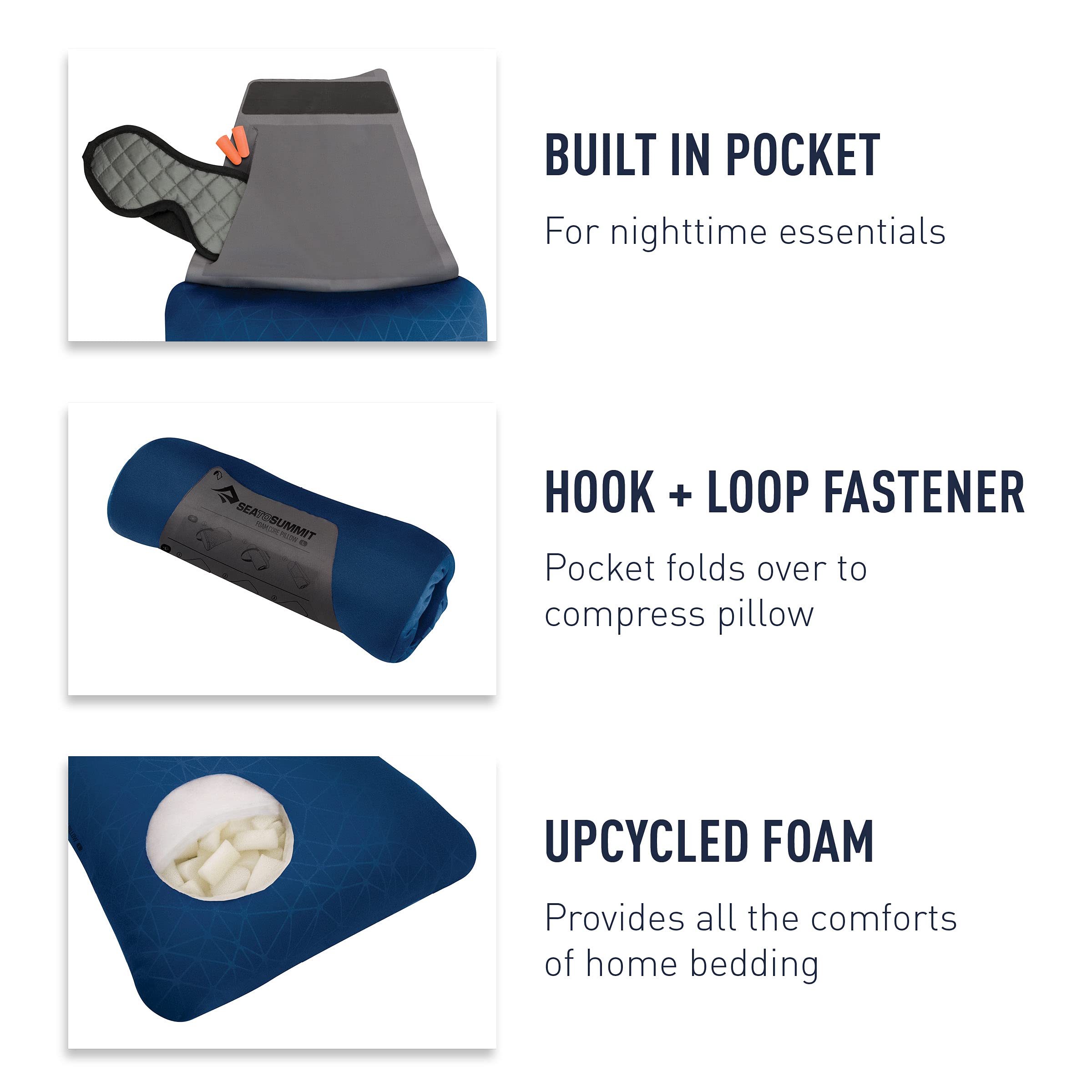 Sea to Summit FoamCore Camping Pillow - Lightweight Travel Pillow for Backpacking, Hiking & Airplane Use | Compact & Comfortable Sleep Solution