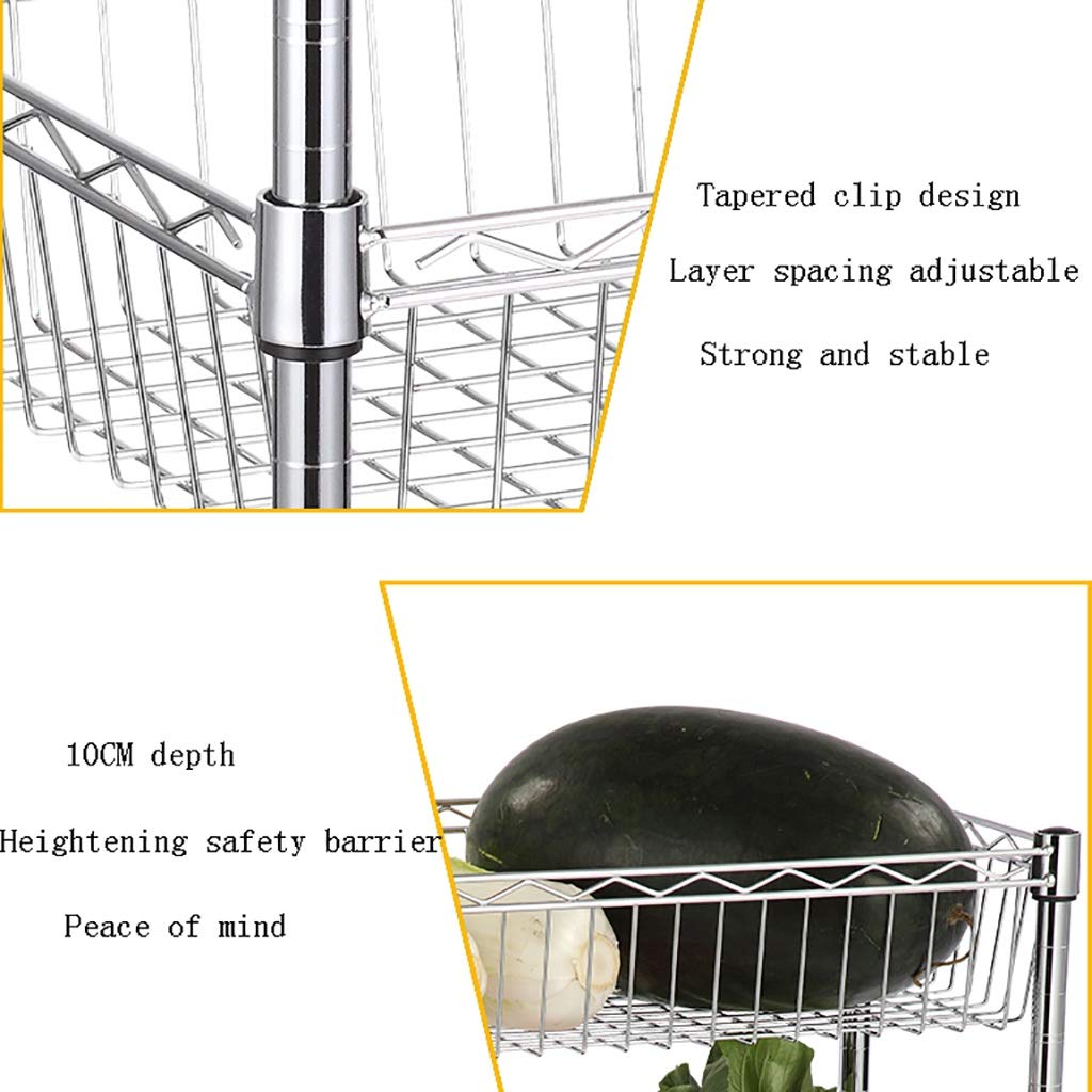 4-Tier Metal Kitchen Storage Cart with Wheels - Multifunctional Rolling Organizer for Fruits, Vegetables, Bathroom & Home Organization (50x35x90cm) - Perfect for Small Spaces, Pantry Storage & Mobile Kitchen Use