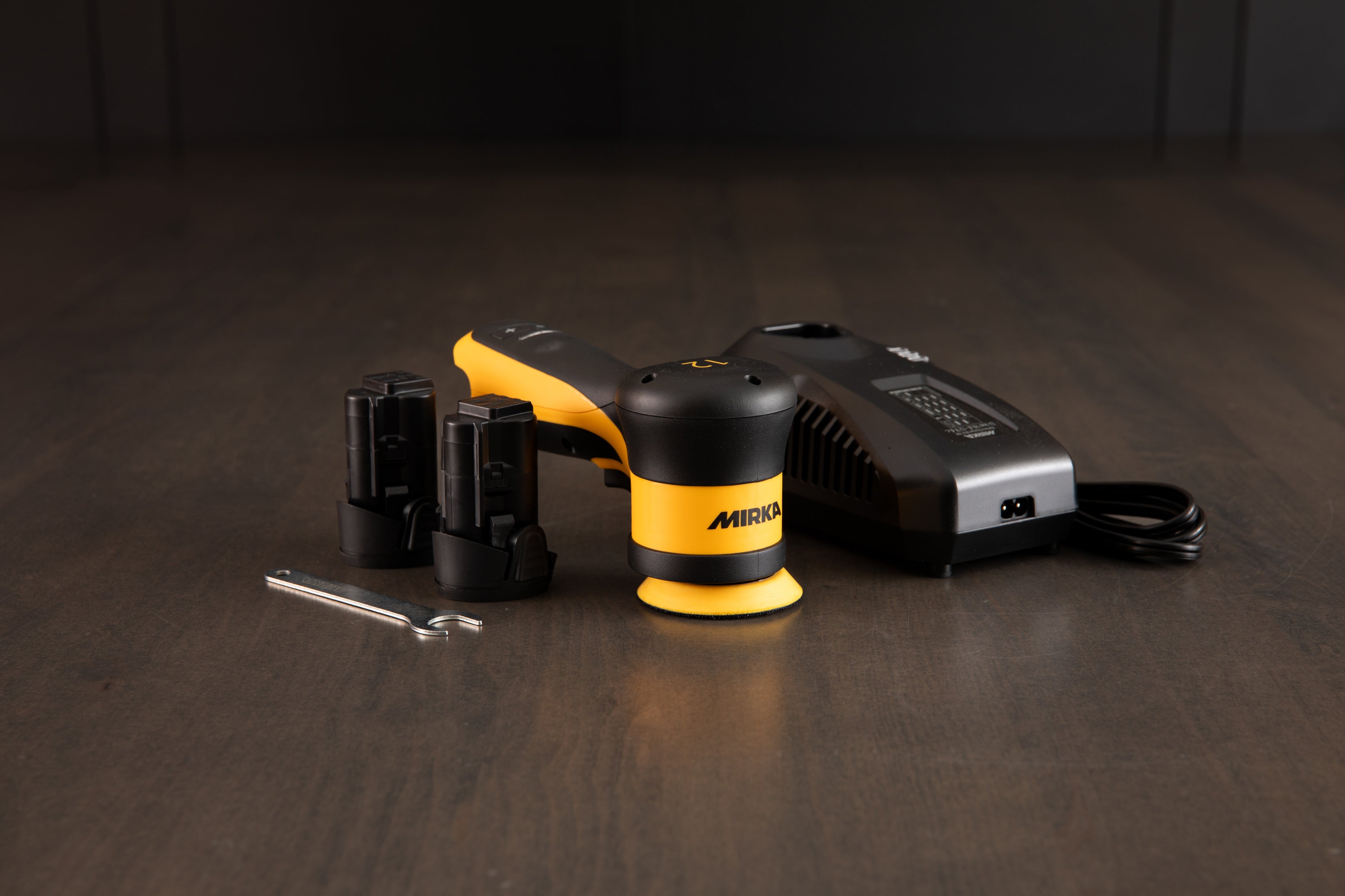 Mirka 3 Cordless Angled Random Orbit Polisher - Professional Car Detailing & Woodworking Sander for Auto Body Repair & Furniture Refinishing