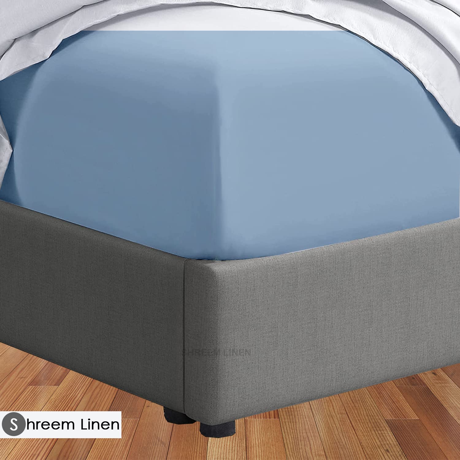 400 TC 100% Cotton Split Queen Fitted Sheet for Adjustable Beds - Half Split Design (34