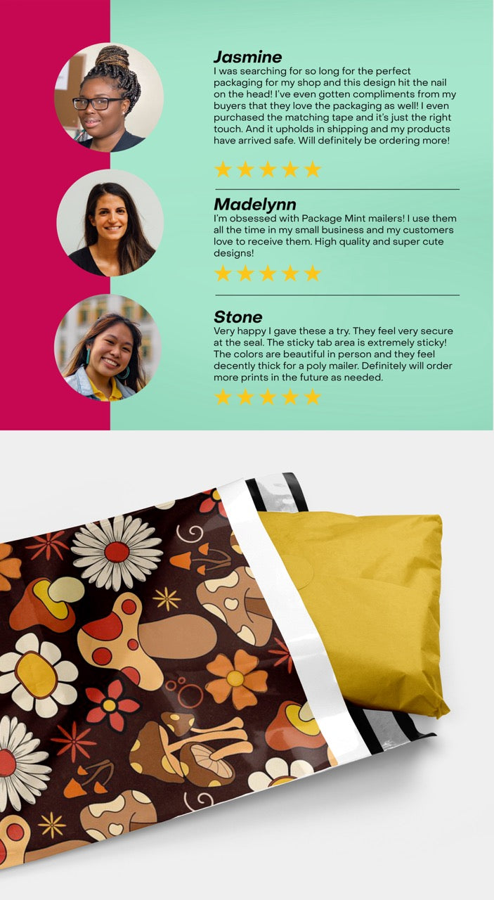 Eco-Friendly Mushroom Poly Mailers 10x13 Inches - Waterproof Shipping Envelopes for Ecommerce, Small Business & Online Stores - Perfect for Clothing, Jewelry & Lightweight Packages