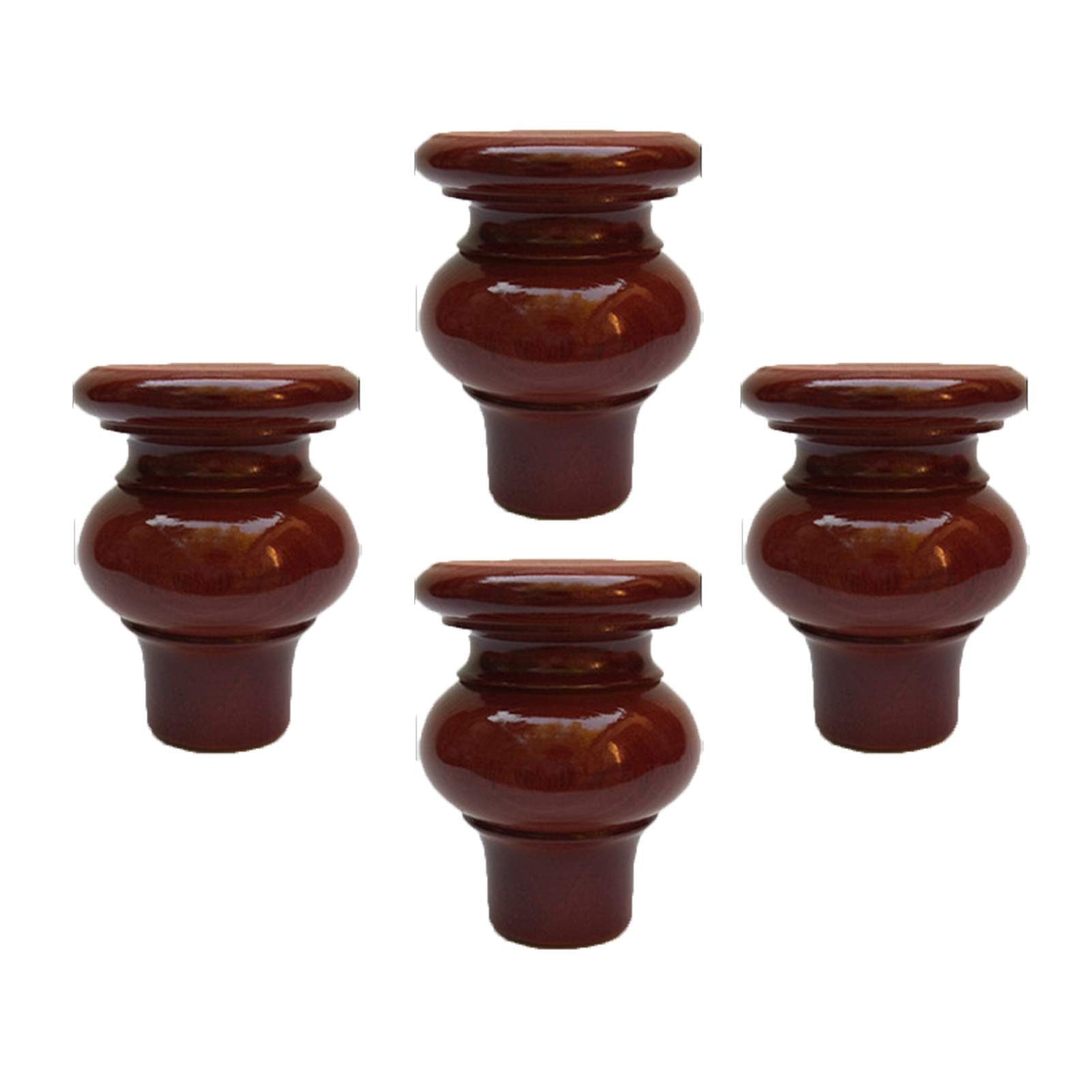 4 Pack Solid Wood Gourd-Shaped Furniture Legs - 10cm Replacement Feet for Sofa, Bed, Cabinet, Chair & Desk - Perfect for Home Office, Living Room & Bedroom Furniture Upgrades