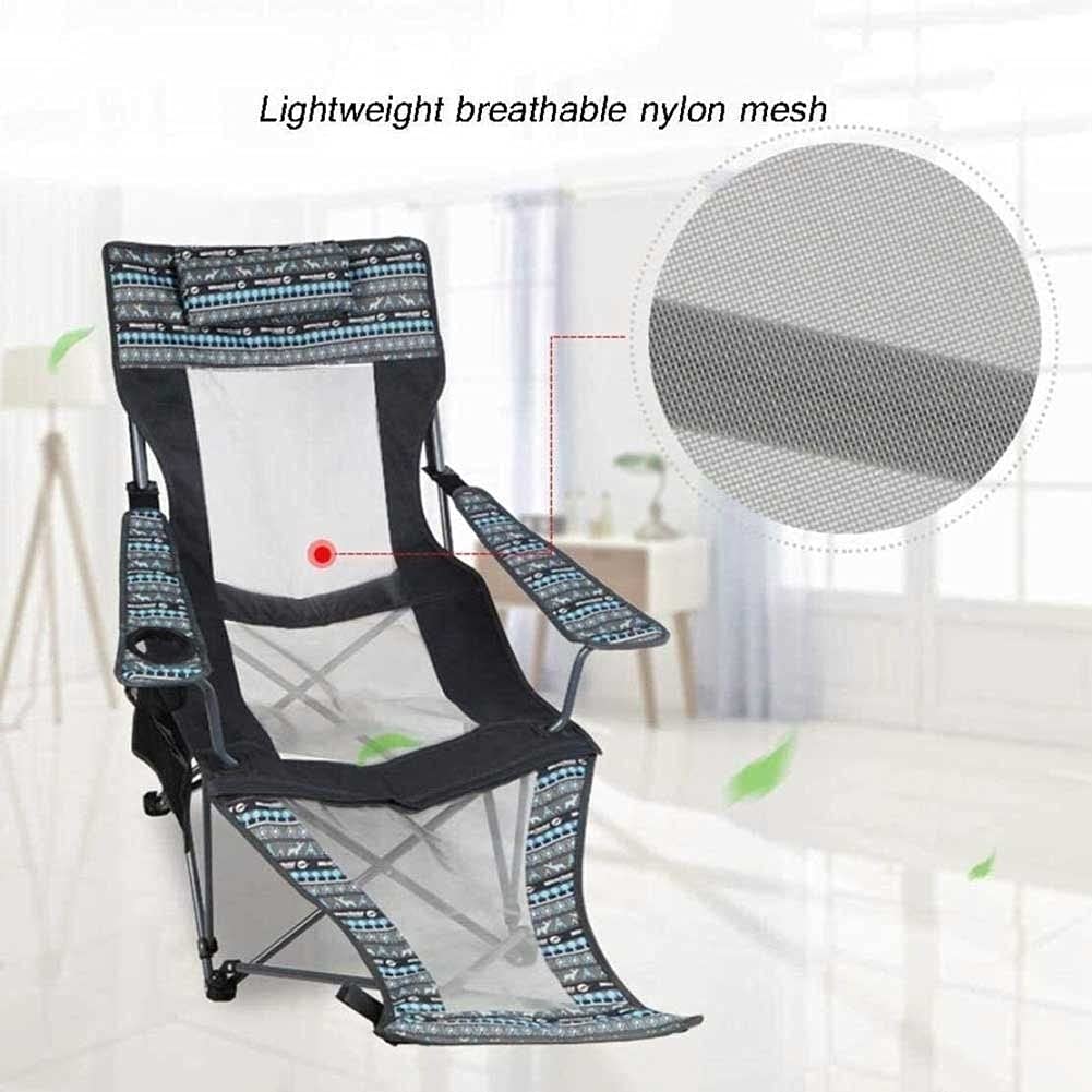 Premium Folding Camping Chair with Headrest & Footrest - Heavy Duty 110kg Capacity, Portable Recliner for Outdoor Camping, Hiking, Backpacking, Beach, BBQ, Picnics and Tailgating - Includes Storage Bag for Easy Transport