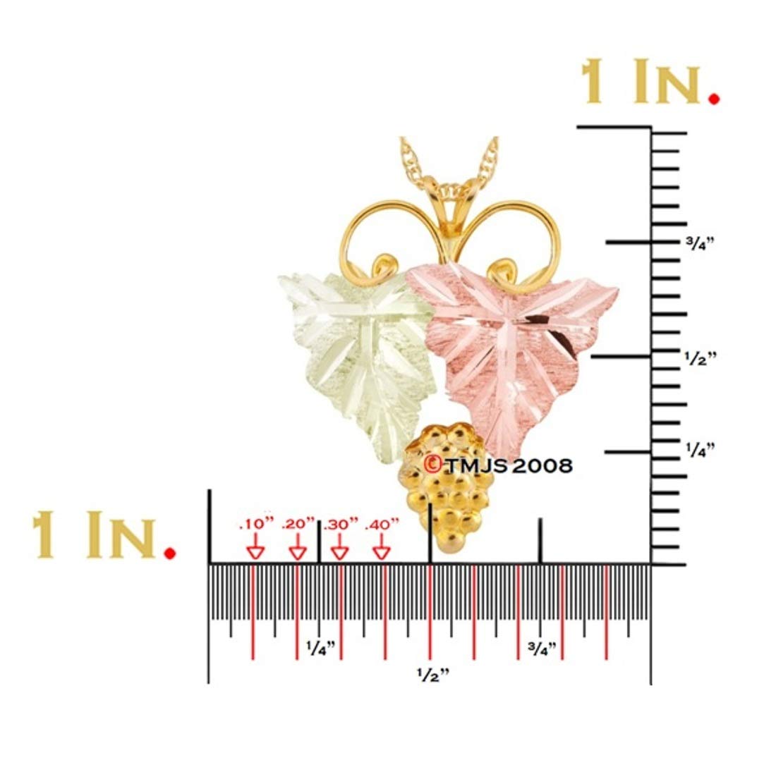 10K Yellow Gold, 12K Rose & Green Gold Grape Rosette Leaf Pendant Necklace - Black Hills Gold Jewelry for Women, Elegant Gift for Anniversary, Valentine's Day & Special Occasions
