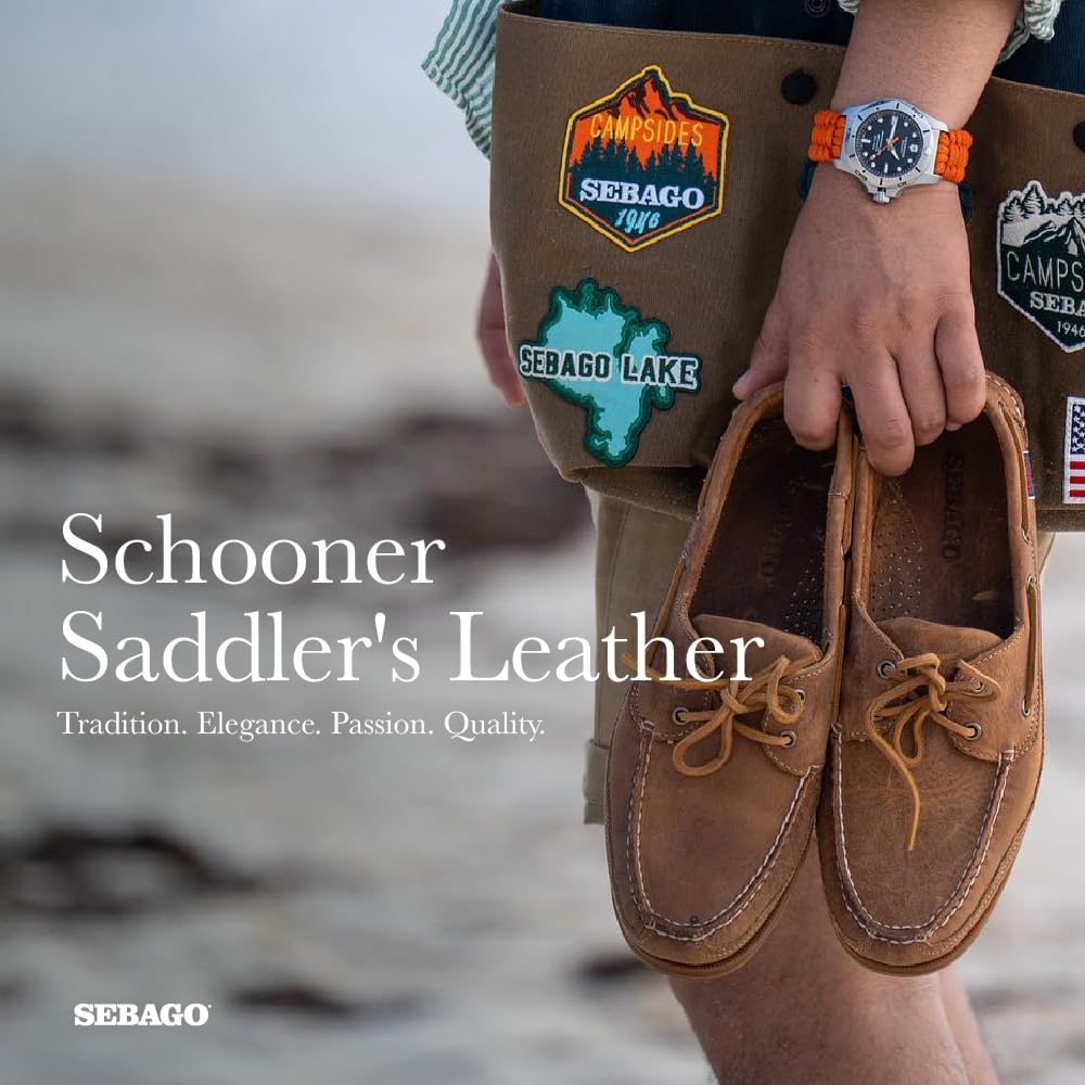 Sebago Men's SCHOONER Moccasins - Premium Leather Boat Shoes for Men | Comfortable & Stylish Casual Footwear for Sailing, Driving & Everyday Wear