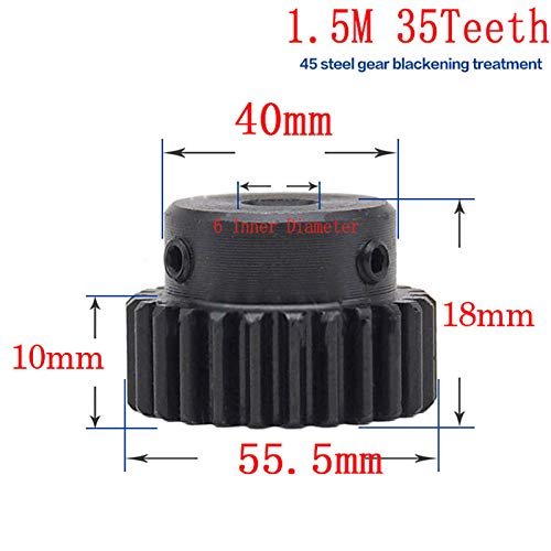 High-Quality 1.5 Module Carbon Steel Spur Gear with Metal Boss - 12/15/20/25/30/35 Teeth - 5-8mm Inner Hole Pinion Gear for Industrial Machinery, Robotics, and Automotive Applications (12T, 5mm Inner Hole)
