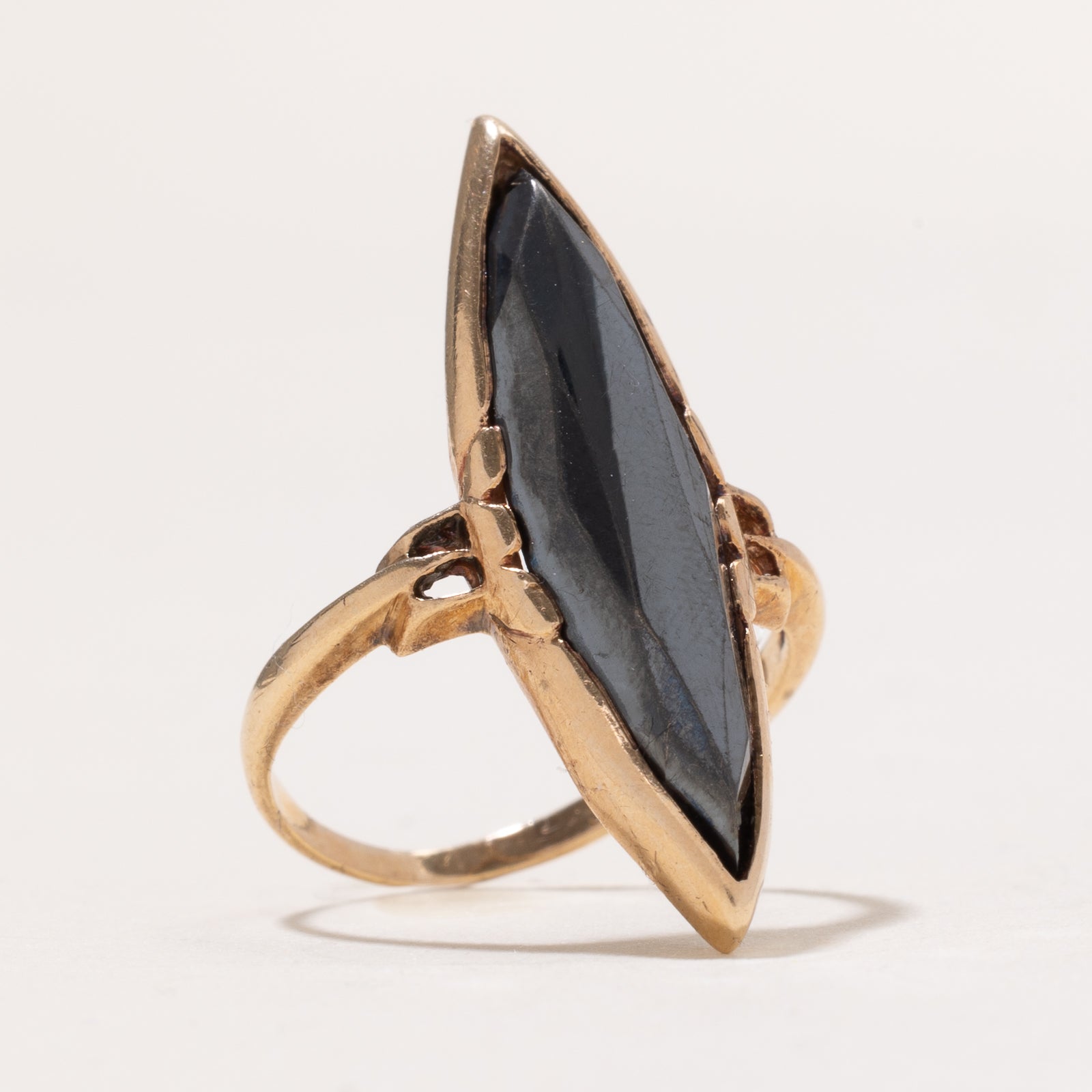 7.75ct Hematite Navette Ring - Size 6 | Elegant Gemstone Jewelry for Women | Perfect for Evening Parties, Weddings & Special Occasions