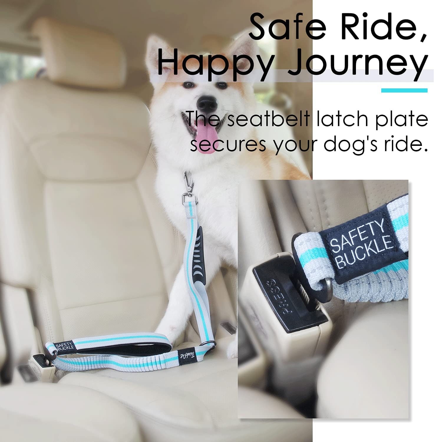 ThinkPet Heavy Duty Double Handle Dog Leash - No Pull Bungee Reflective Lead with Comfortable Padded Handles & Car Seatbelt Clip for Medium to Large Dogs - Perfect for Training, Walking, Jogging and Outdoor Adventures (Grey)