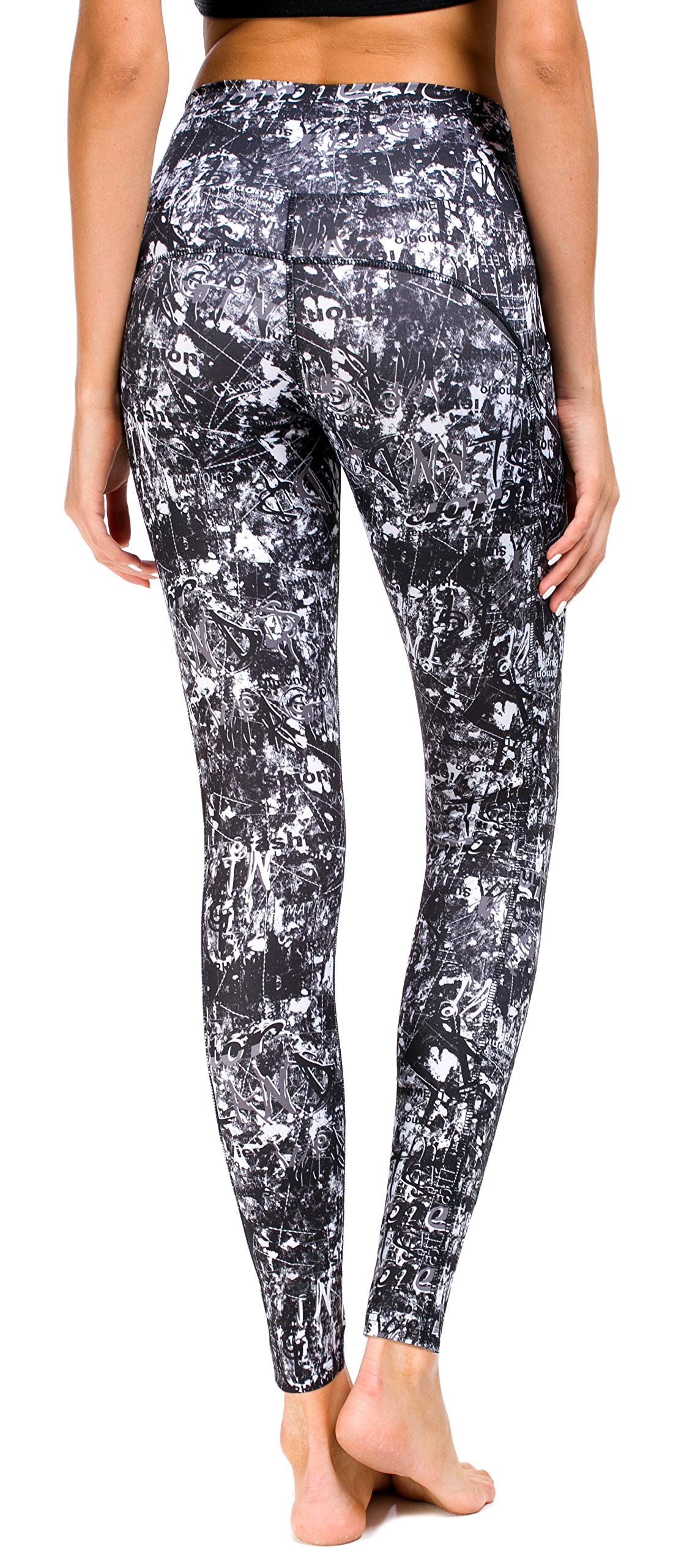 Munvot High Waist Yoga Pants for Women - Gym Fitness Workout Leggings with Pockets - Soft Stretchy Printed Tights for Running, Pilates & Lounge Wear