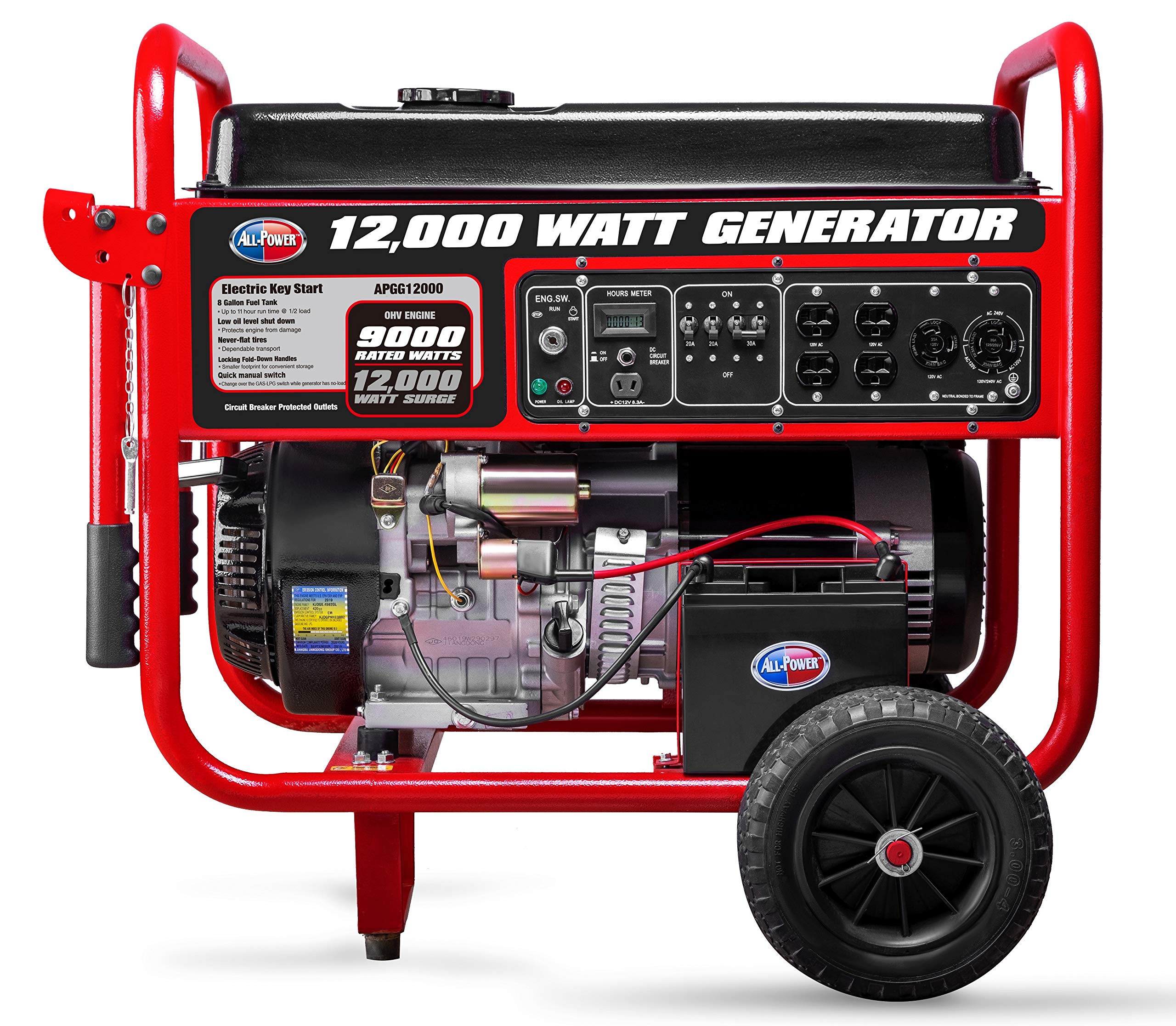 12000W Portable Generator with Electric Start - Quiet, Reliable Power for Camping, RV Trips & Emergency Backup