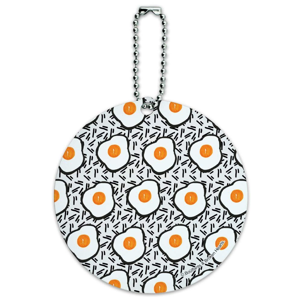 Sunny Side Up Egg Round Luggage ID Tag - Durable Suitcase & Carry-On Baggage Identifier for Travel Accessories | Perfect for Airports, Hotels & Vacation Trips