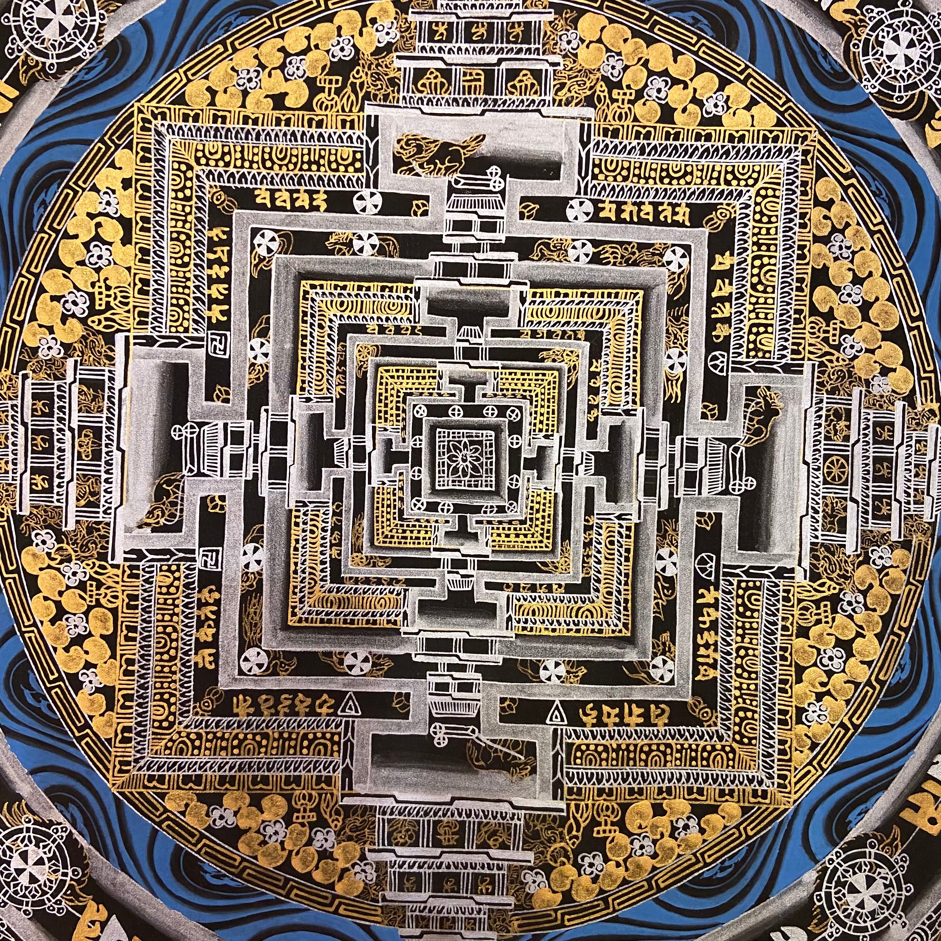 Authentic Kalachakra Mandala Tibetan Thangka Painting - Handmade Buddhist Wall Art Decor for Meditation & Spiritual Spaces