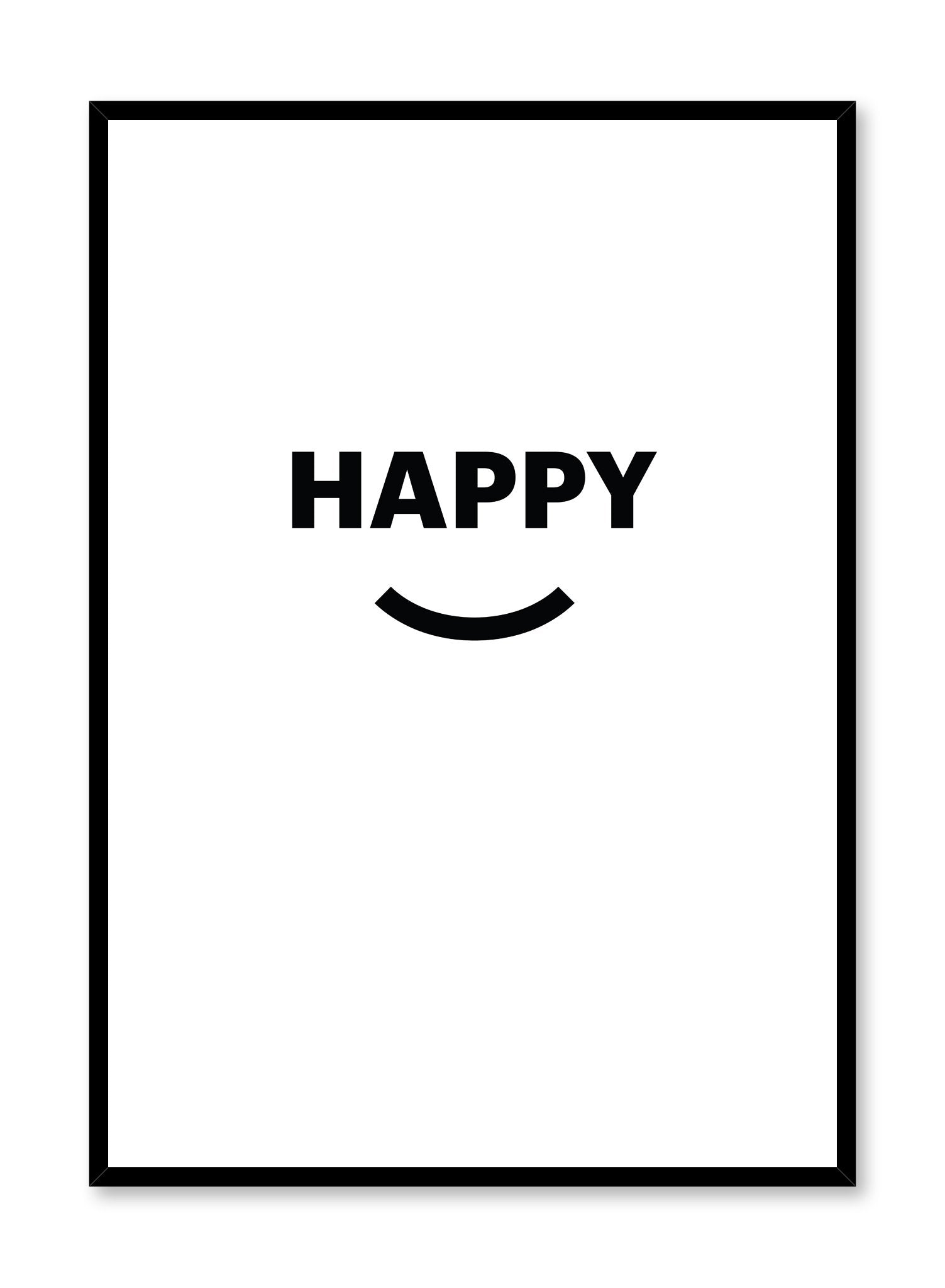 Happy Poster - Motivational Wall Art for Home & Office Decor - Perfect for Living Room, Bedroom, or Workspace Inspiration