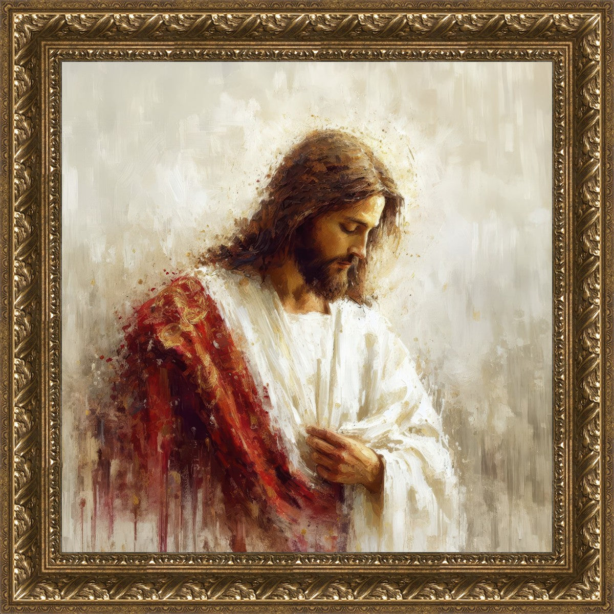 Jesus Christ in Red Robes - Religious Wall Art for Home & Church Decor - Perfect for Prayer Rooms, Sunday Schools & Christian Gifts
