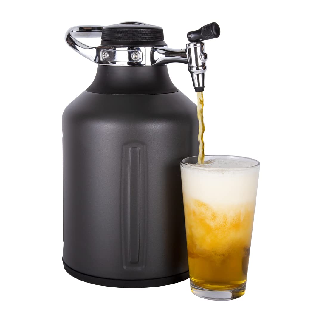 GrowlerWerks uKeg Go 128 oz Carbonated Growler - Portable Beer, Soda, Cider, Kombucha & Cocktail Dispenser | Perfect Gift for Beer Lovers & Homebrewers | Great for Parties, Camping & Outdoor Adventures (Tungsten)