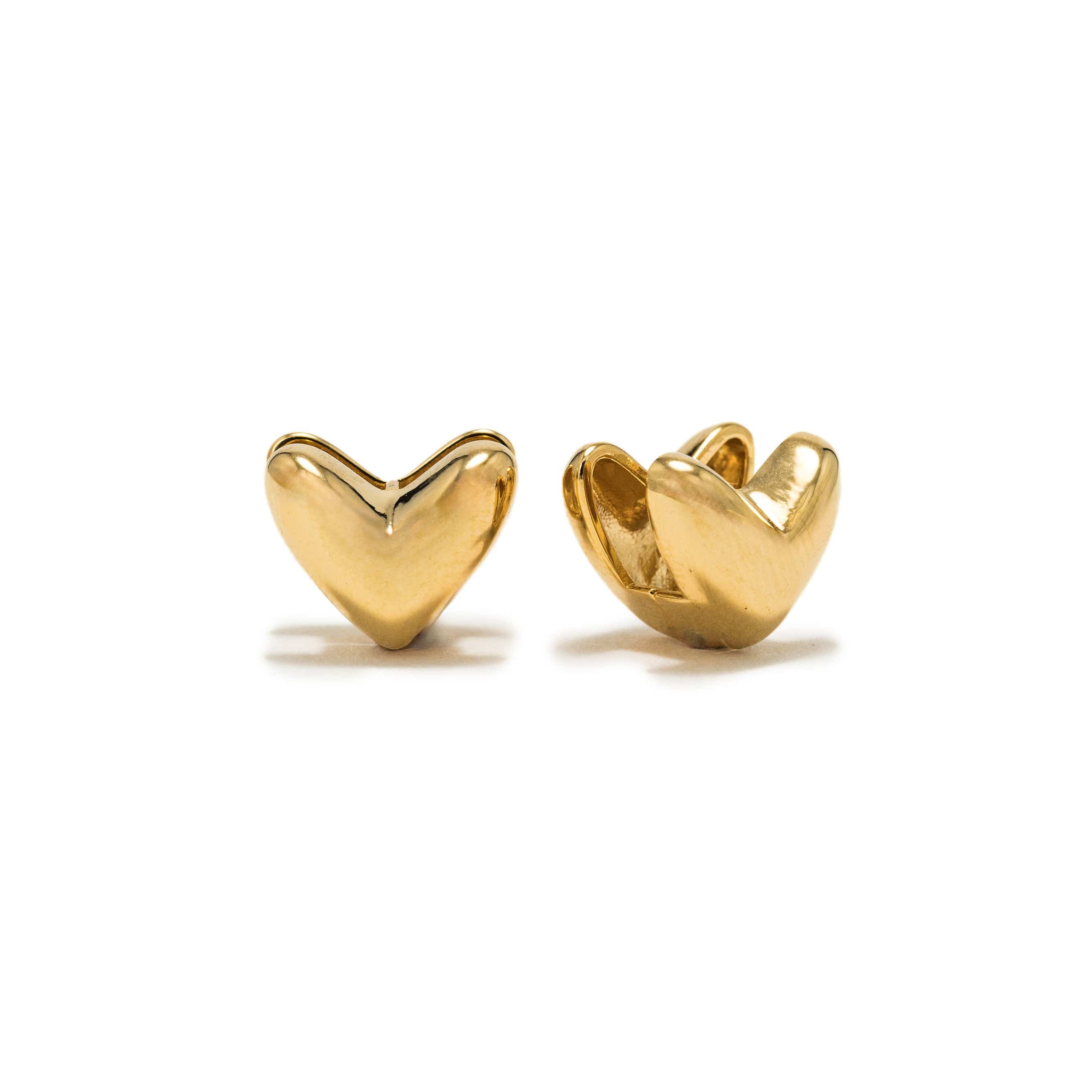 Heart Puff Hoop Earrings for Women - Trendy Gold Plated Huggie Hoops - Perfect for Valentine's Day, Date Night & Everyday Wear
