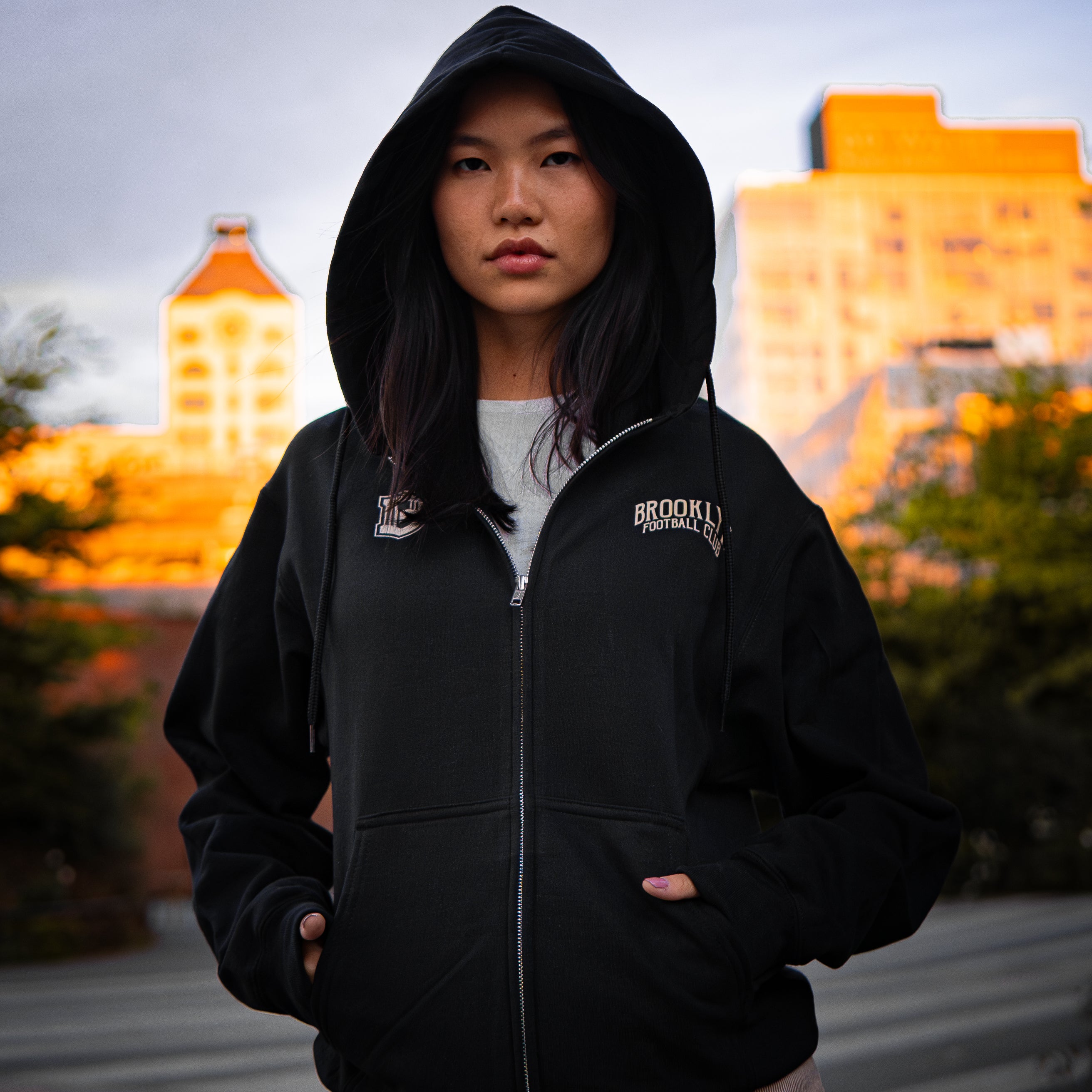 Brooklyn FC Bridge Retro Black Full Zip Up Jacket - Vintage Soccer Style Windbreaker for Men & Women - Perfect for Game Day, Casual Outfits & Streetwear Fashion