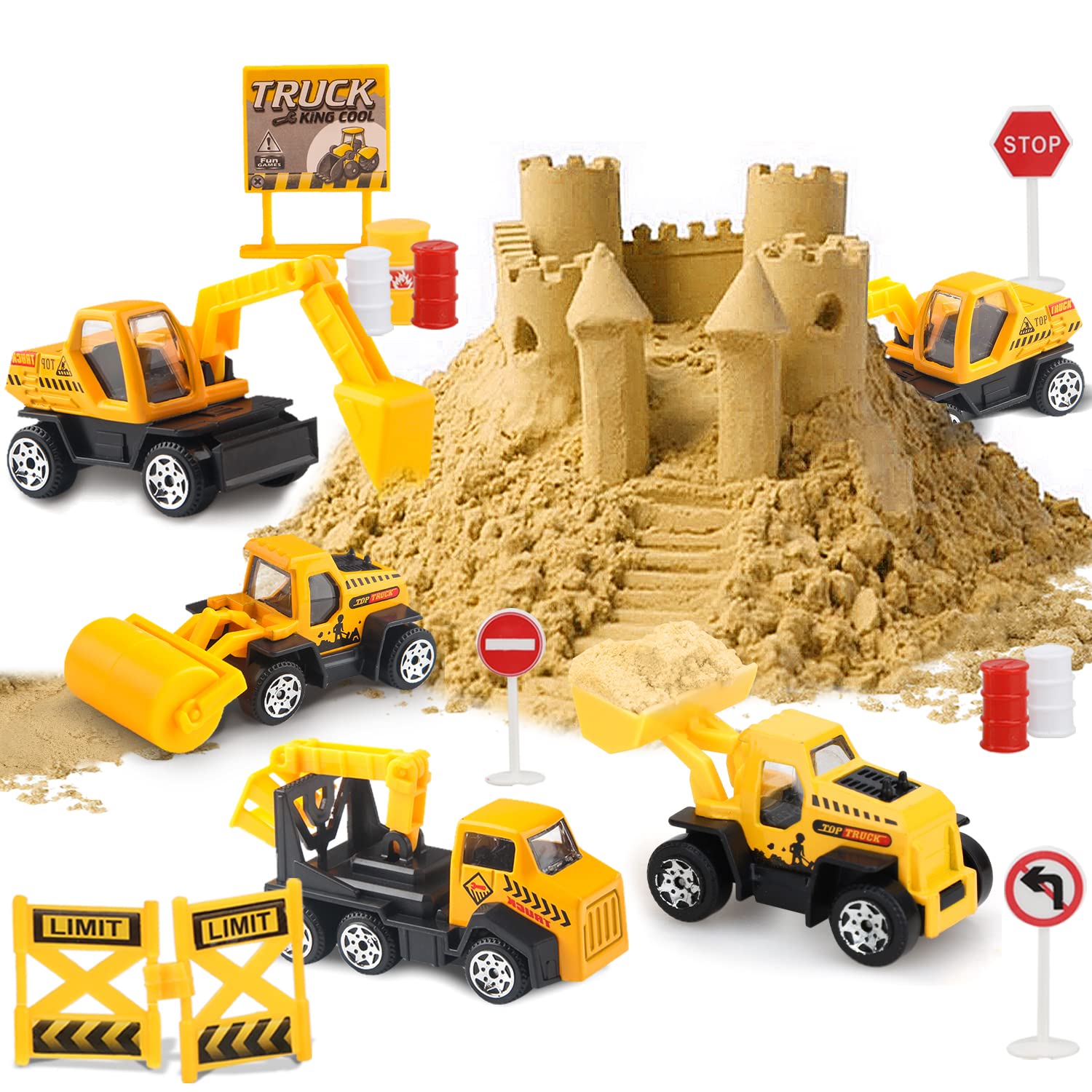 TOY Life 28-Piece Construction Toy Set - Mini Construction Vehicles, Excavator & Truck Toys for Kids | Perfect for Sandbox Play, Construction Themed Birthday Parties & Gifts for Boys | STEM Learning & Imaginative Play