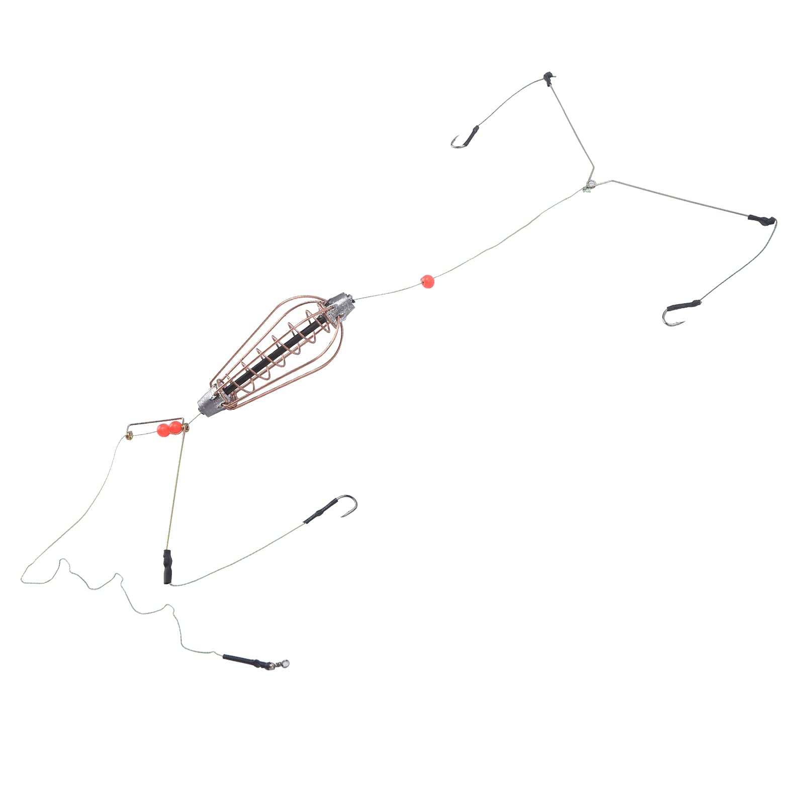 4 Pcs Copper Fishing Bait Cage with Spring Basket Lure Feeder - Durable Bait Traps for Freshwater & Saltwater Fishing - Essential Fishing Tackle Accessories for Bass, Trout and Catfish - Perfect for Bank Fishing, Boat Fishing and Ice Fishing