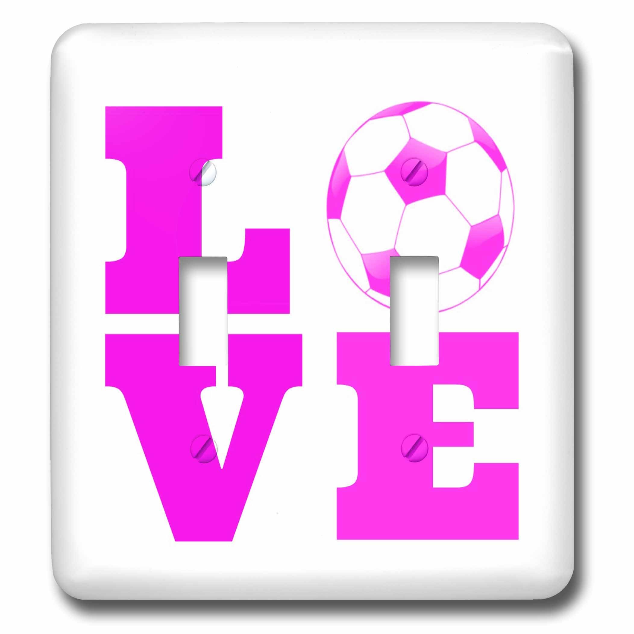 3D Rose Love Soccer Pink and White Light Switch Cover - Decorative Wall Plate for Bedroom, Kids Room, Game Room, and Sports Themed Decor