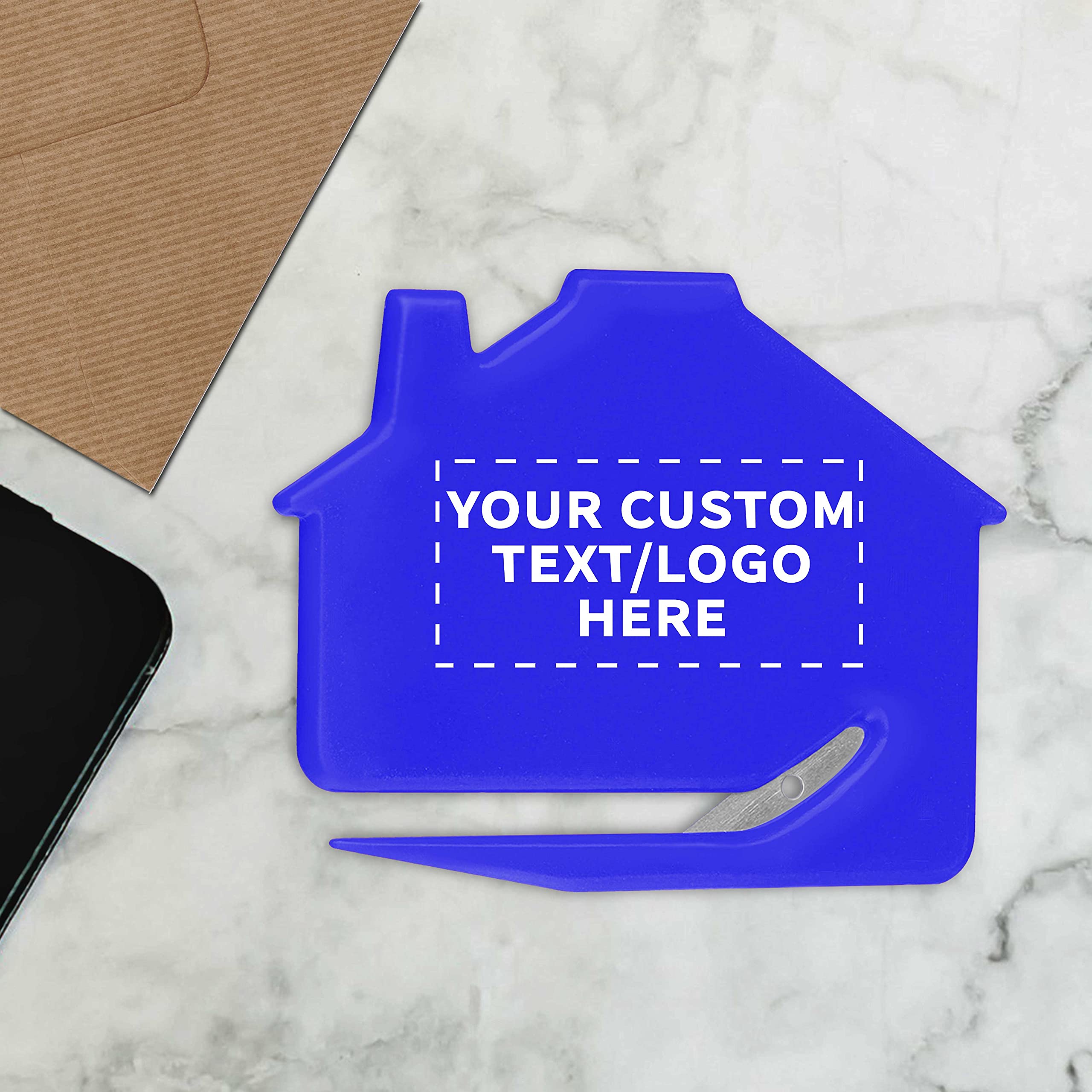 Personalized Custom House Letter Openers Set of 10 - Bulk Pack for Home & Office Use - Elegant Blue Letter Openers - Perfect for Mail Opening, Gifts, and Office Supplies