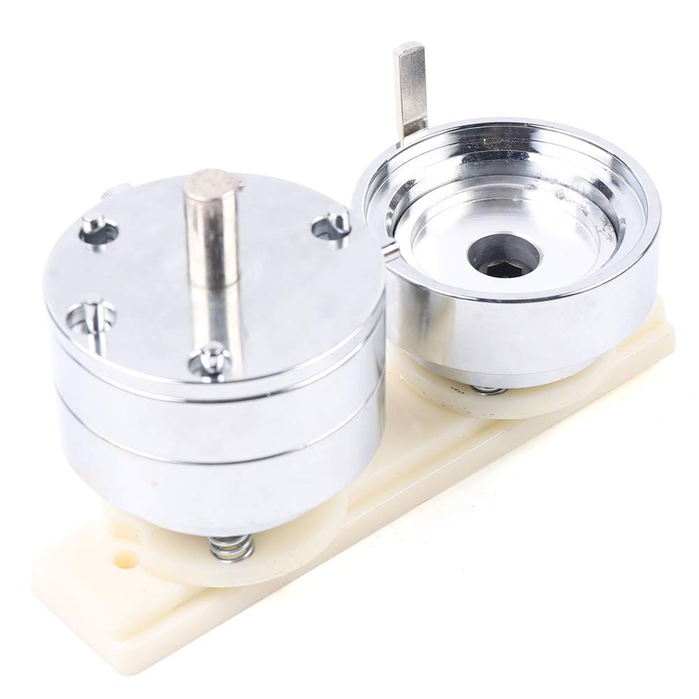 56mm Aluminum Alloy Round Button Badge Punching Die Mold - DIY Badge Machine Accessory with Silver Mould & White Baseplate for Custom Pin Buttons, DIY Crafts, and Event Souvenirs
