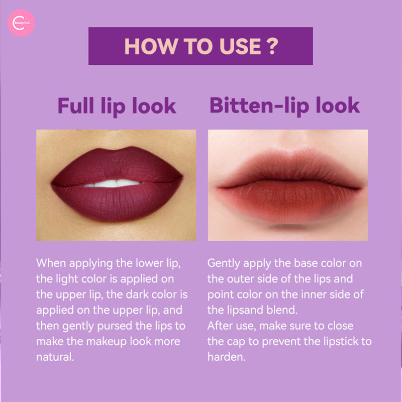 MLSMILE Two Tone Lipstick - Long Lasting Matte & Glossy Dual Color Lipstick for Women - Perfect for Day & Night Makeup Looks