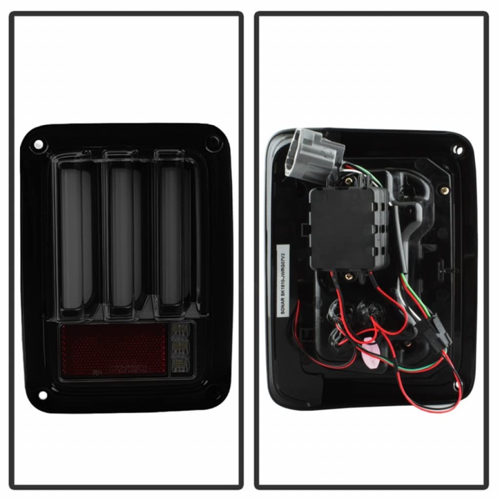 Spyder LED Tail Lights for Jeep Wrangler JK 2018 - Smoke Version 2 Light Bar Pair (5084781) | Off-Road Adventure & Night Driving Safety Upgrade