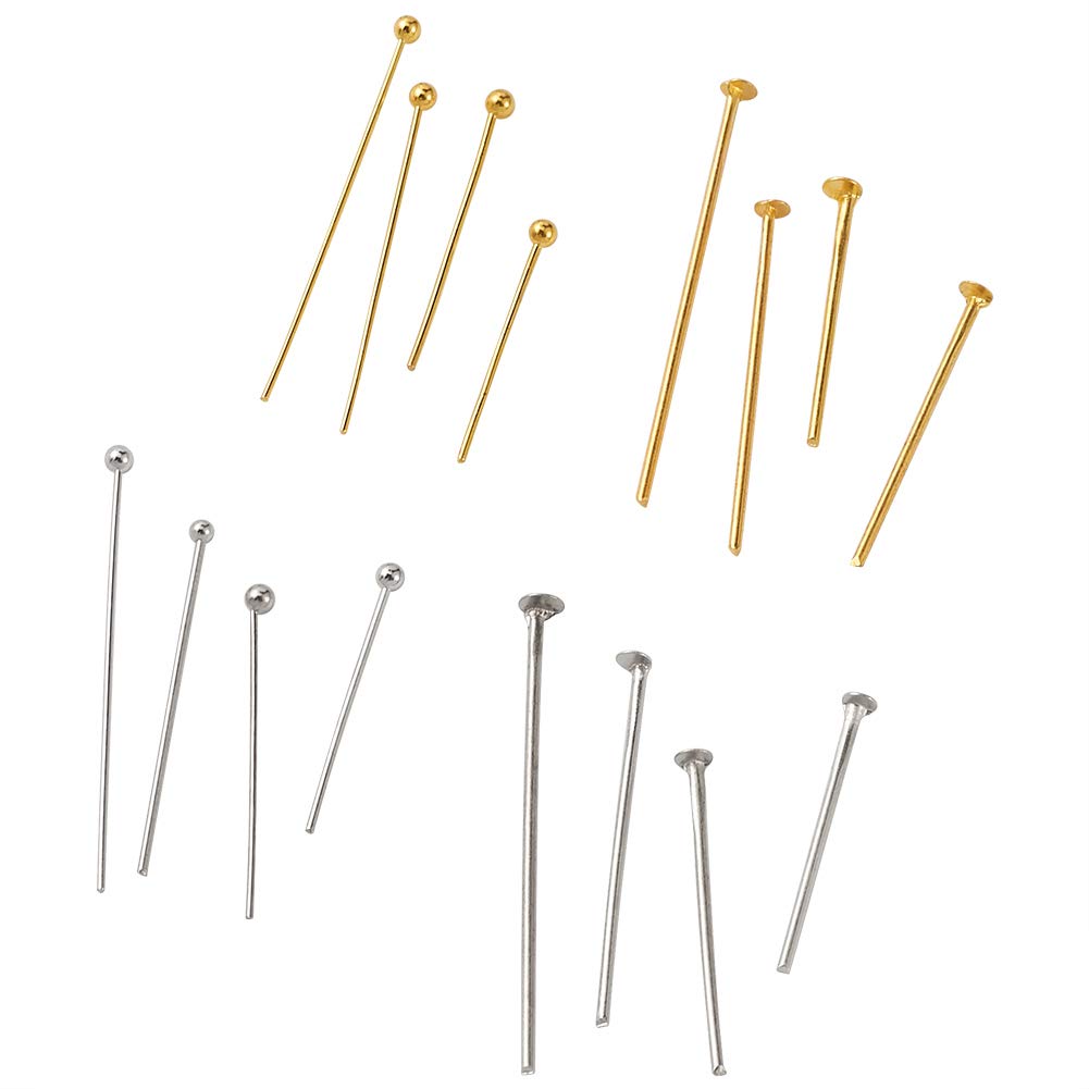 1600Pcs/Box Iron Flat Head Pins & Brass Ball Head Pins Set - Gold & Silver DIY Jewelry Making Needles for Beading, Crafting, Earrings & Necklace Accessories Wholesale - Perfect for Jewelry Designers, Craft Enthusiasts & Small Business Owners