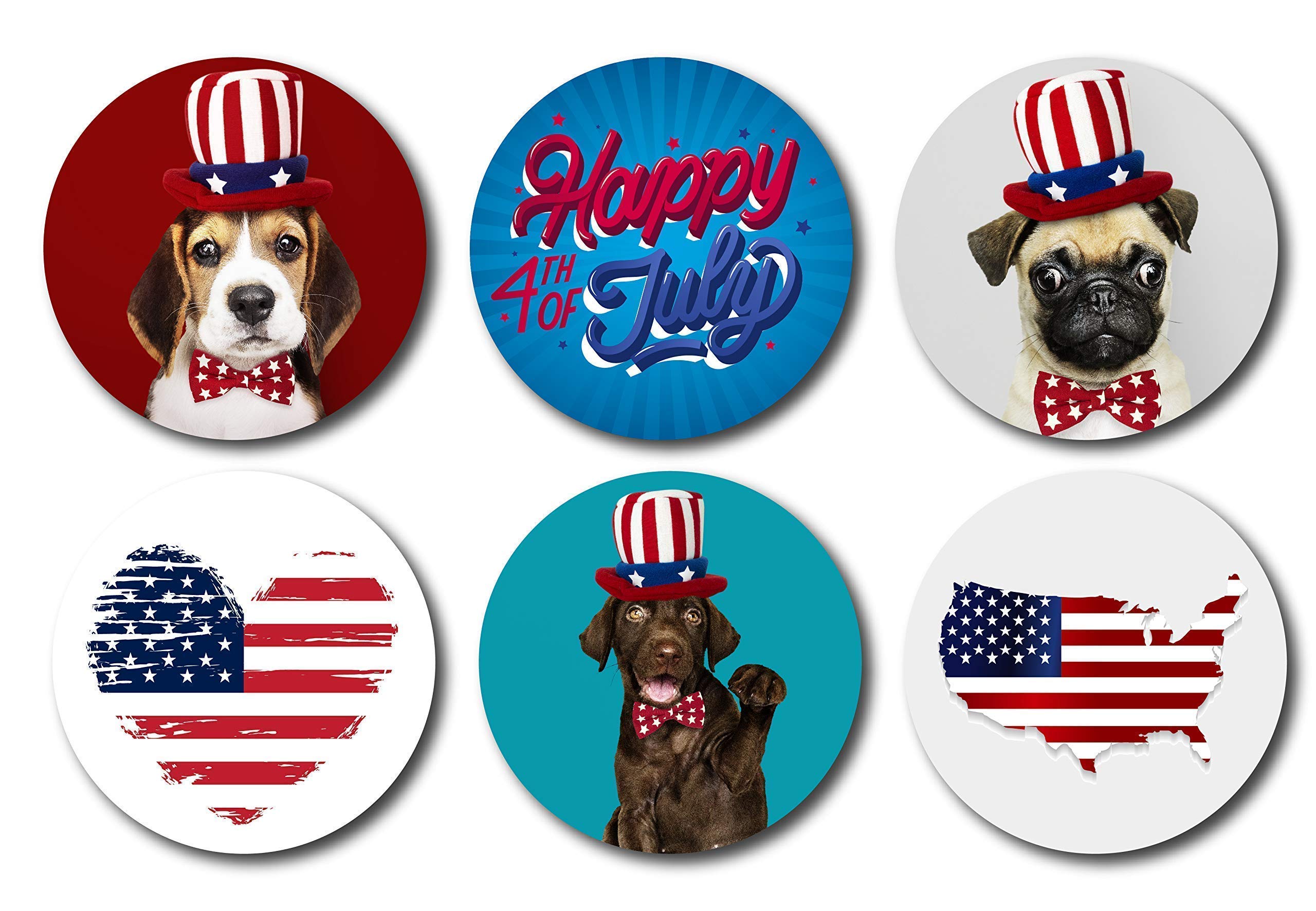 Custom 4th of July Coasters Set of 4 or 6 - Patriotic Independence Day Drink Coasters with Spill Protection - Round & Square Durable Printed Table Coasters - Personalized Gift for Family & Friends - Perfect for BBQs, Parties & Home Decor