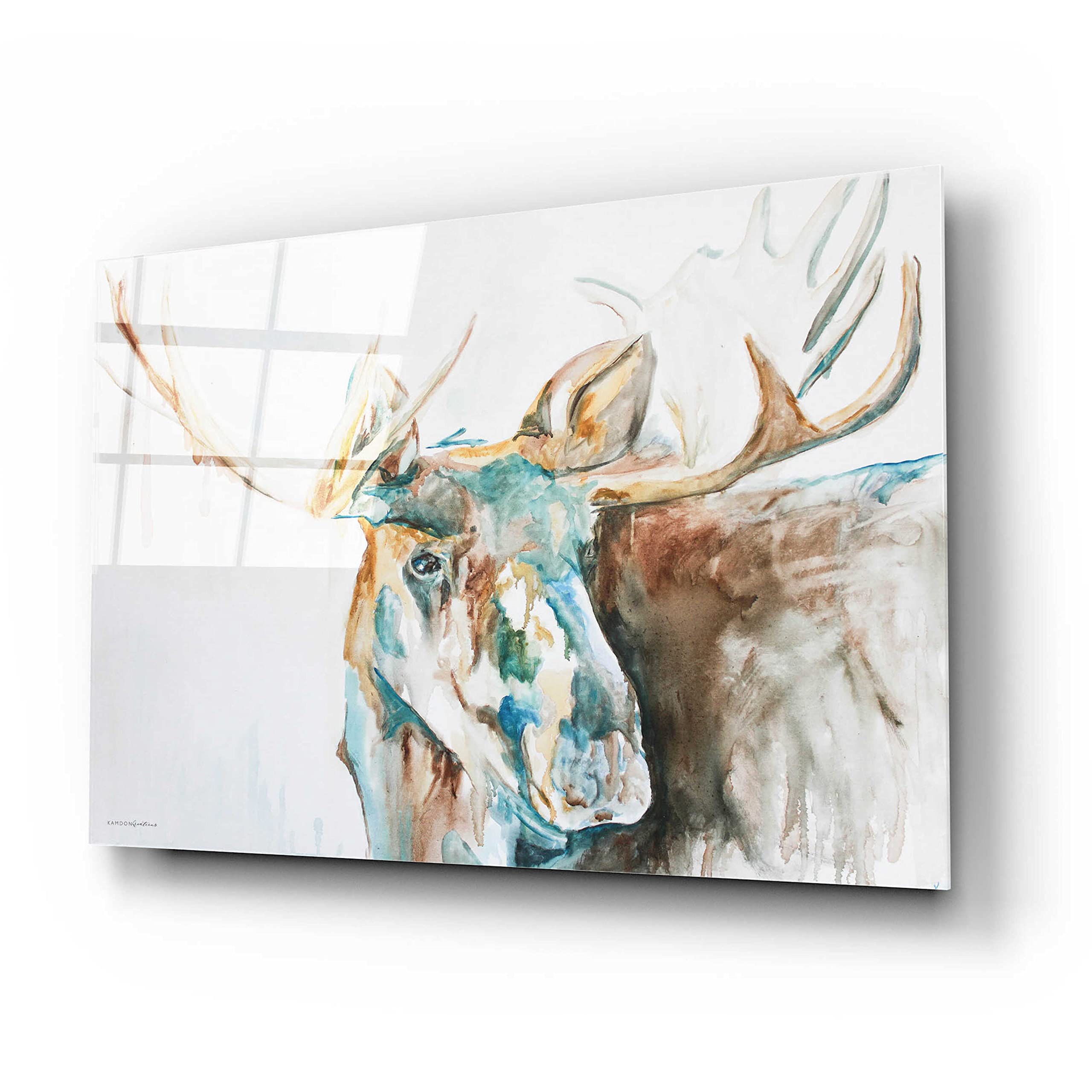 Epic Art 'Water Moose' by Kamdon Kreations - Premium Acrylic Glass Wall Decor (24x16 Inches) - Modern Home & Office Artwork for Living Room, Bedroom, or Gift
