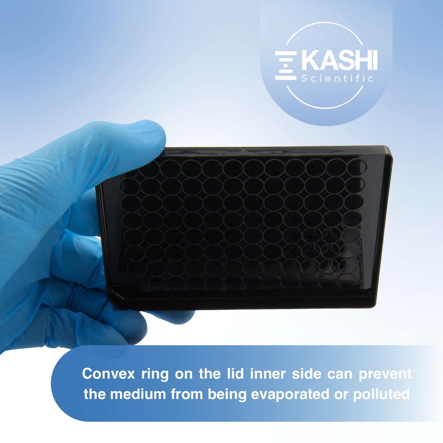 96-Well Polystyrene Flat-Bottom Microplate - Sterile Black Microplates with Lids (Pack of 100) for PCR, ELISA & Cell Culture | Laboratory & Research Use