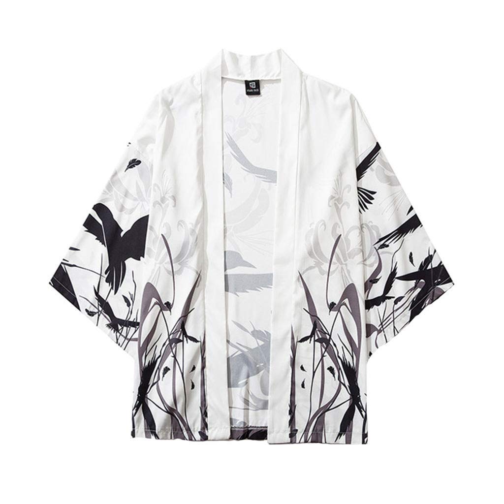 YHEGHT Japanese Kimono Blouse & Jacket - Women's Summer Sleeve Top & Men's Casual Shirt - Boho Chic Loungewear for Beach, Yoga & Festival Outfits