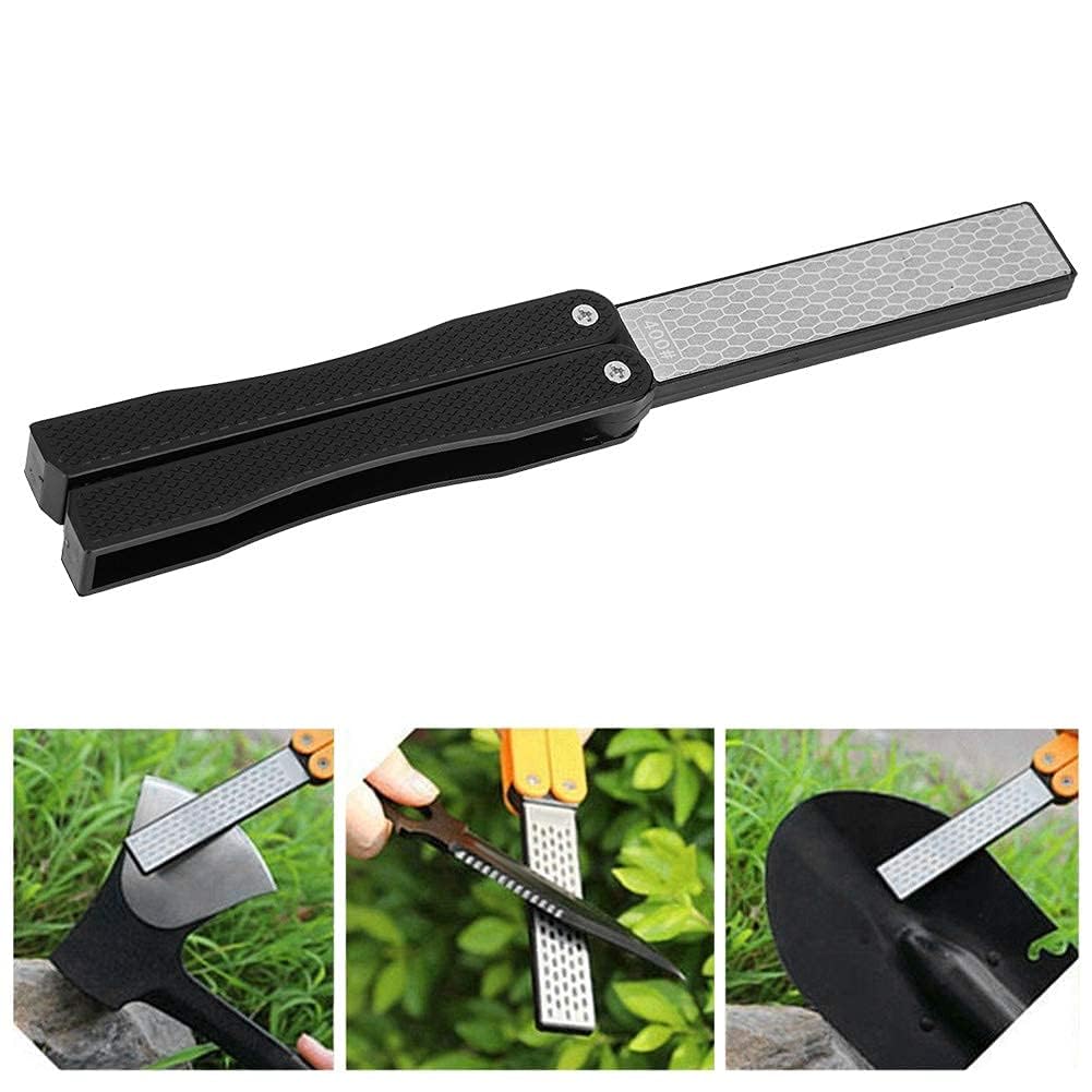 400/600 Grit Folding Diamond Knife Sharpener - Portable for Camping & Kitchen